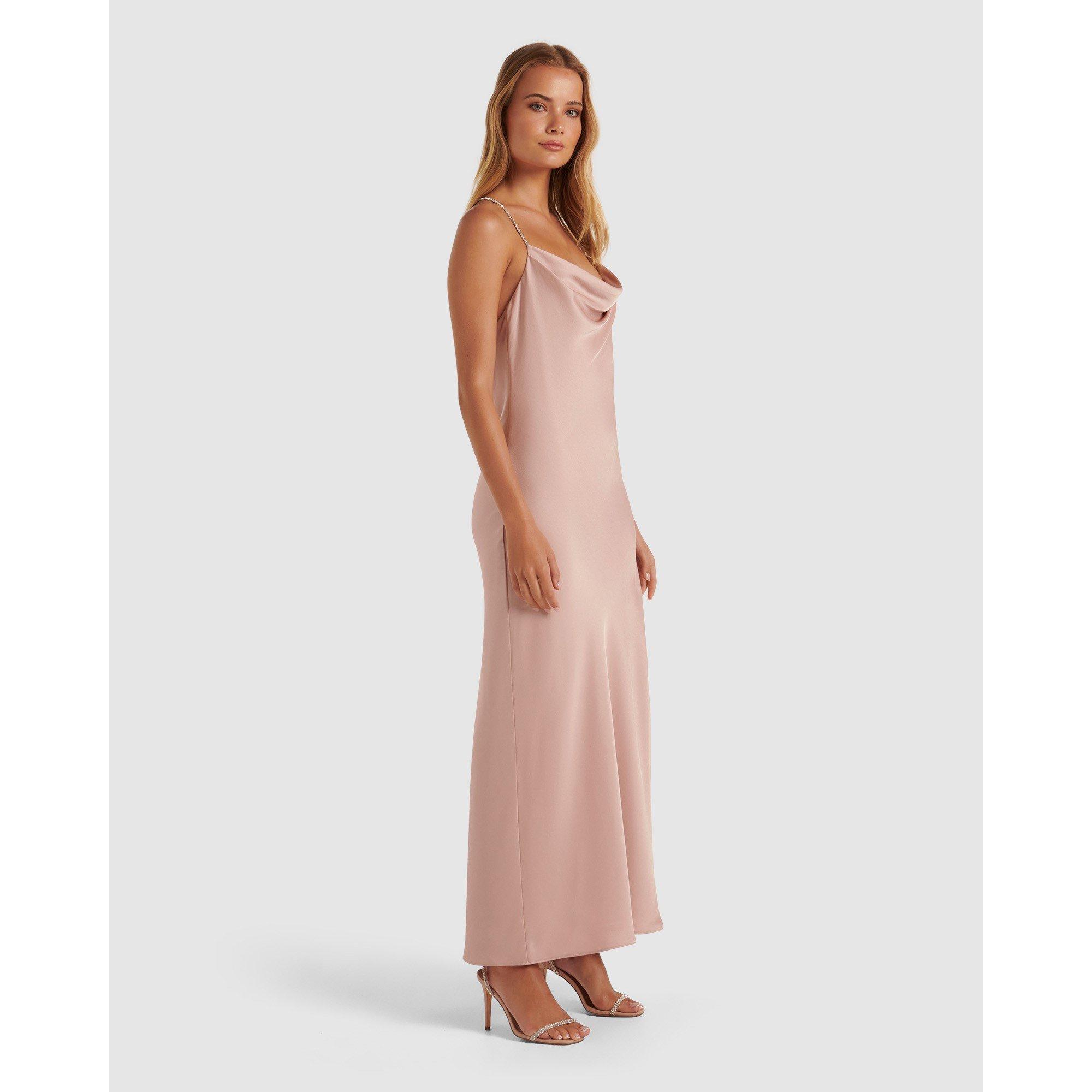 Blush - Forever New - Hannah Diamante Strap Satin Dress - 3