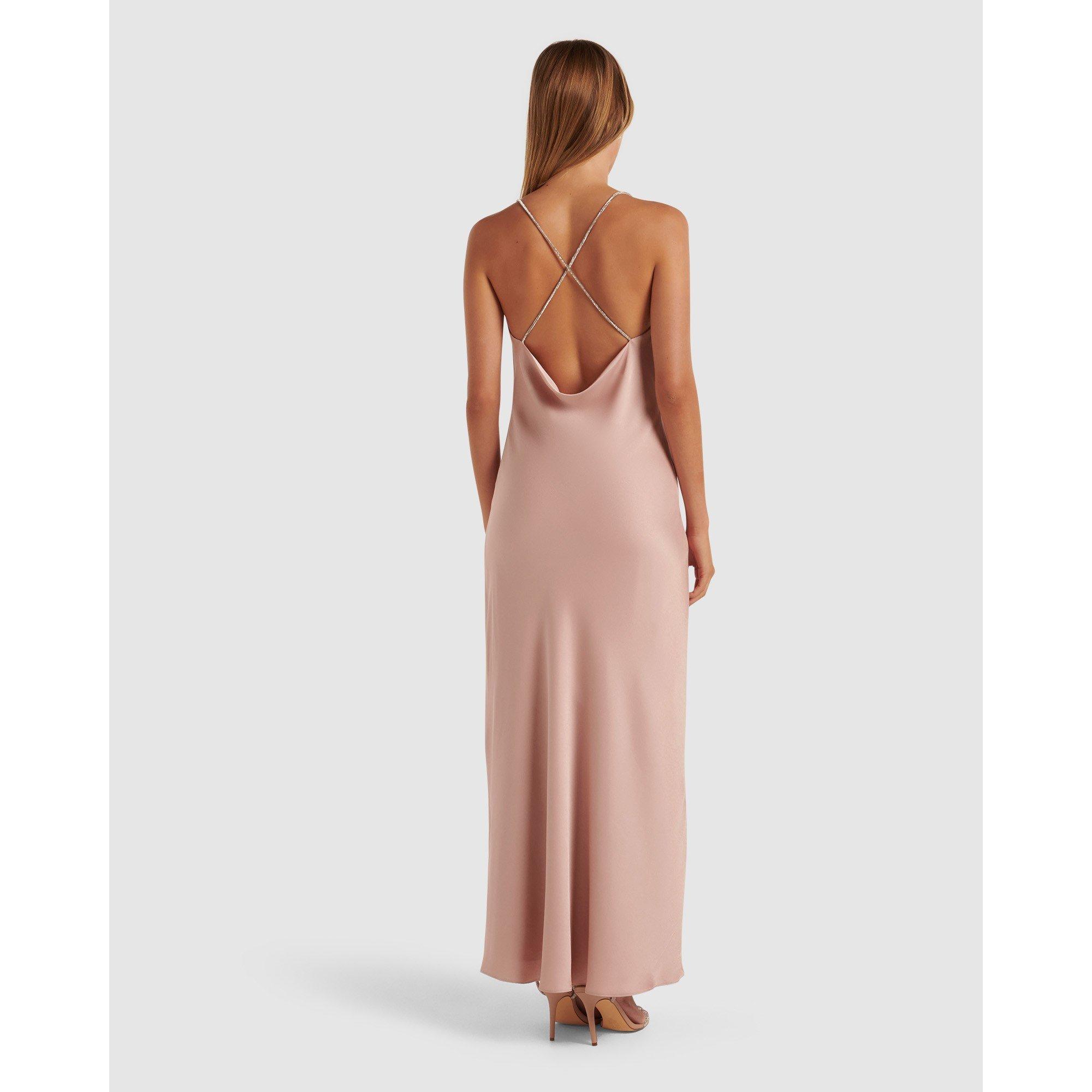Blush - Forever New - Hannah Diamante Strap Satin Dress - 4