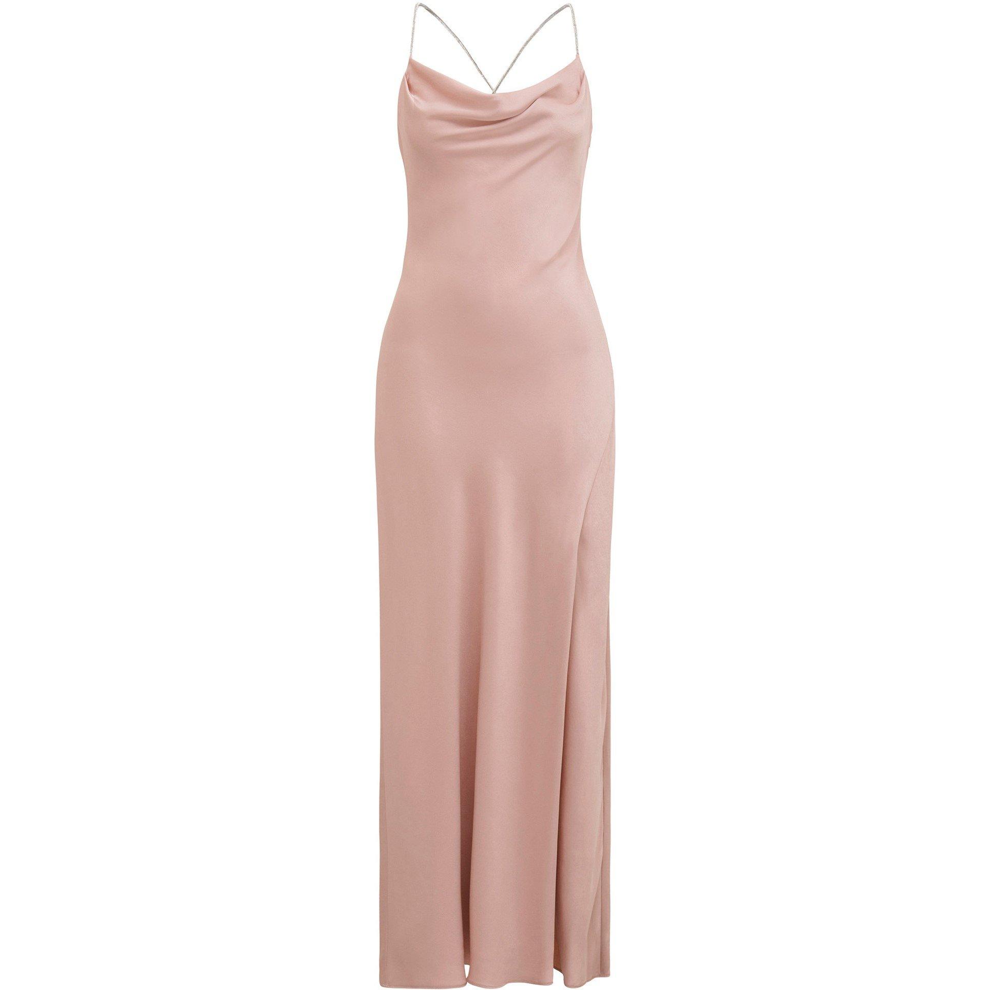 Blush - Forever New - Hannah Diamante Strap Satin Dress - 5
