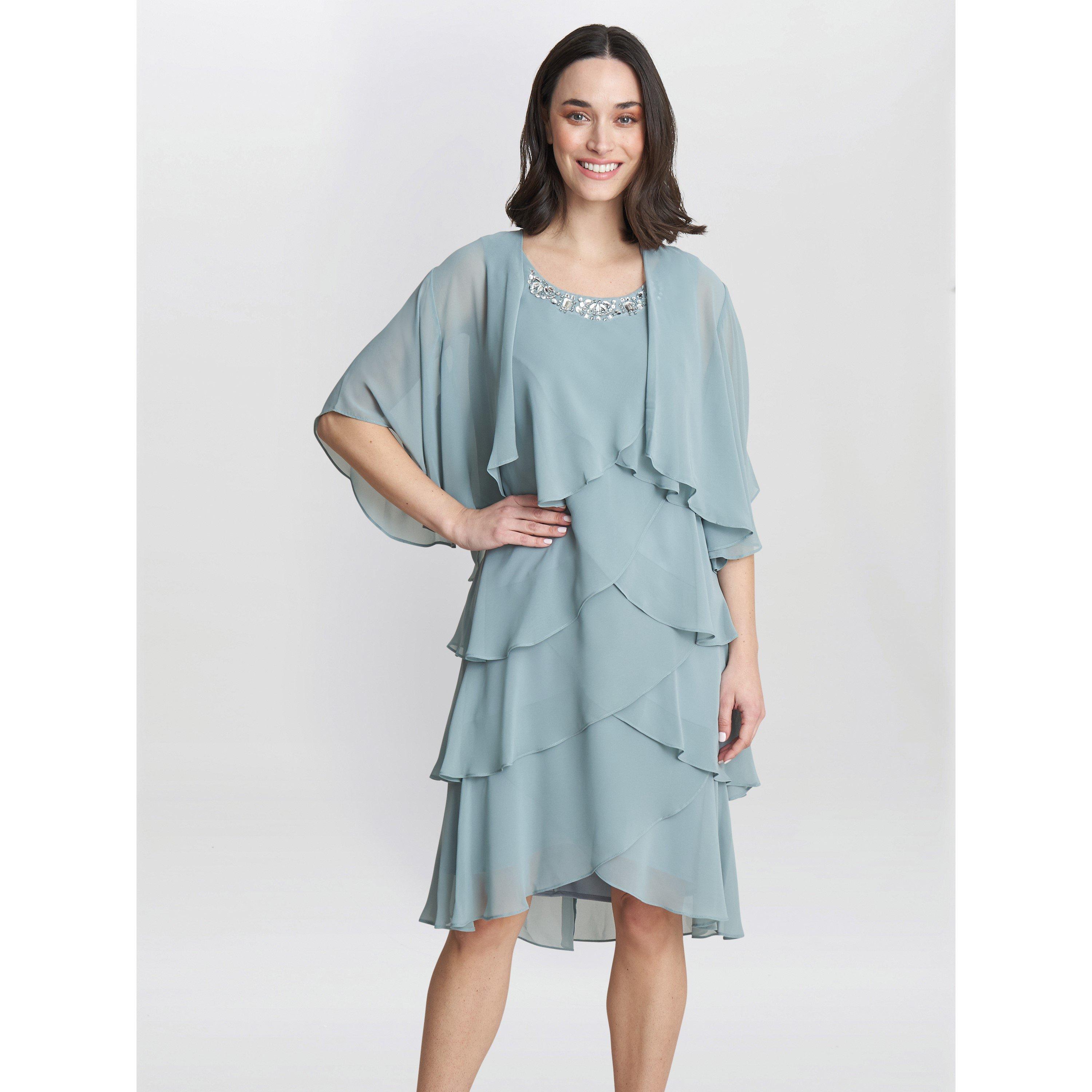 Sage - Gina Bacconi - Toni Chiffon Tier Jacket Dress - 1