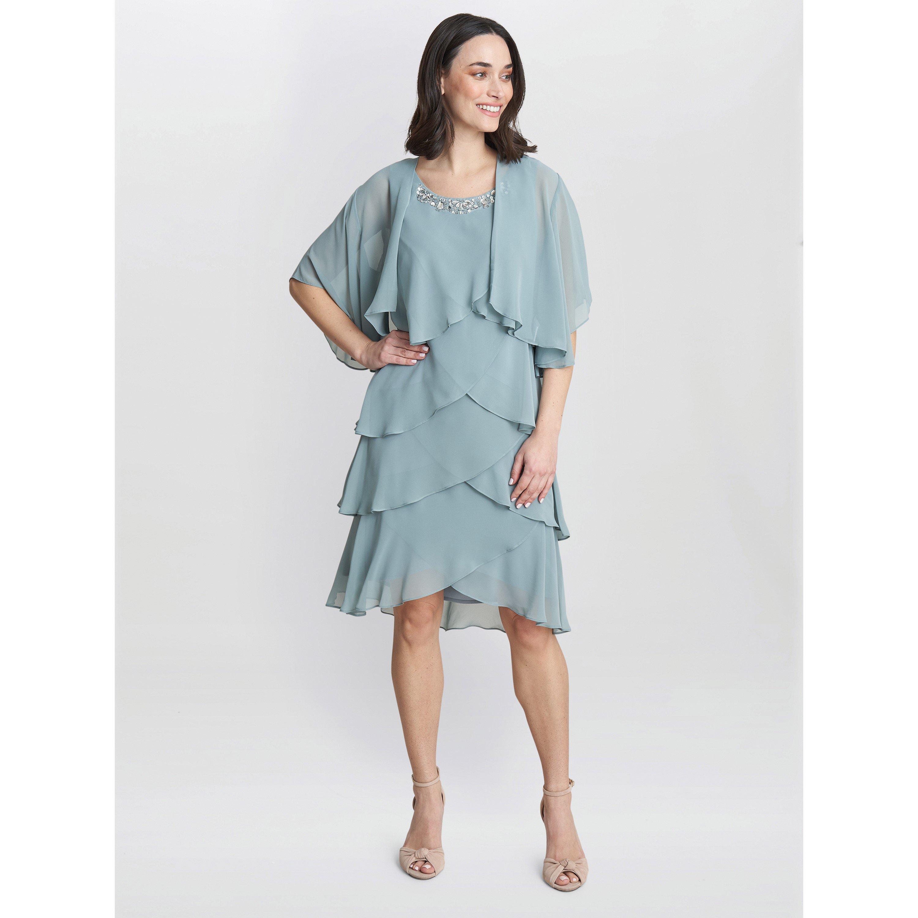 Sage - Gina Bacconi - Toni Chiffon Tier Jacket Dress - 3