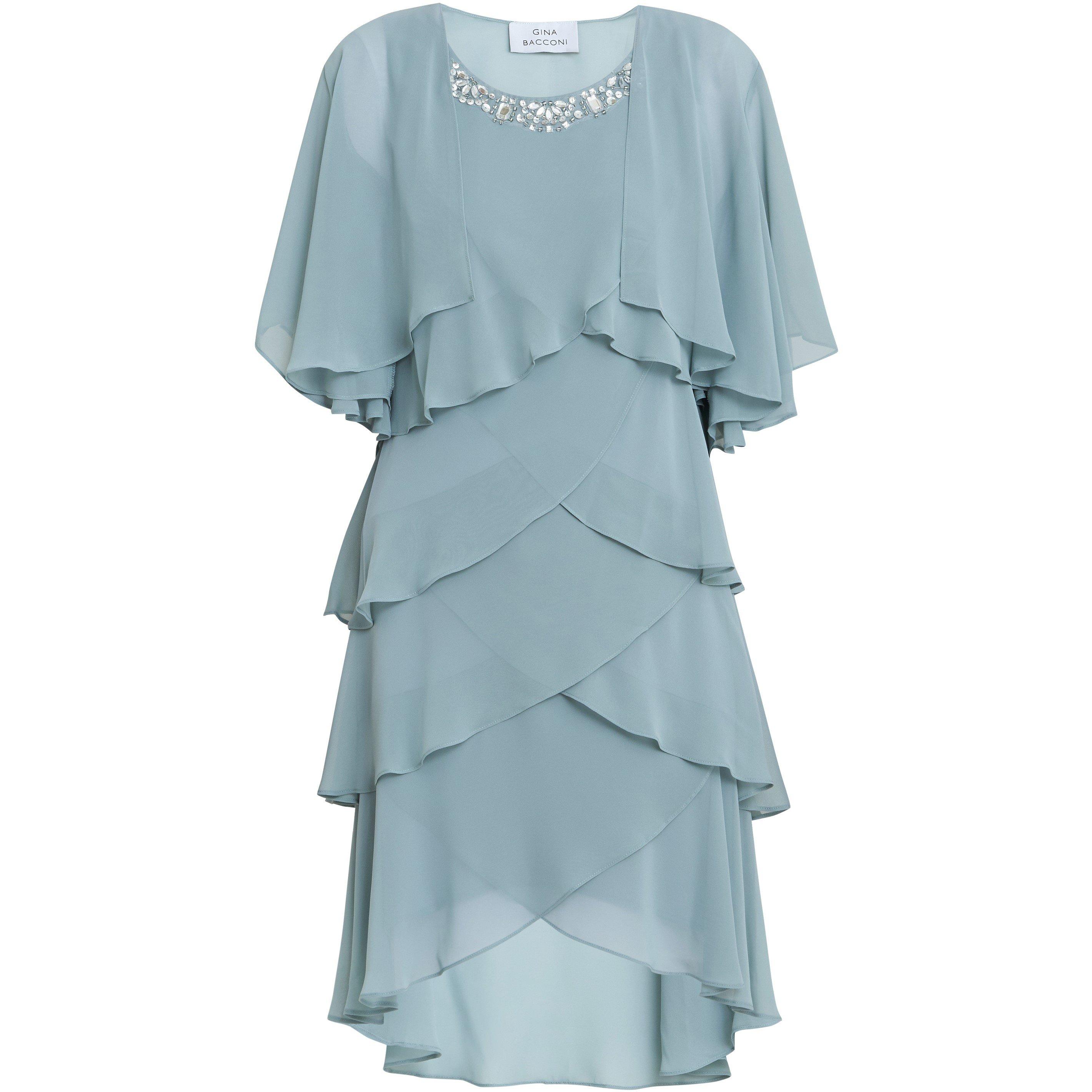 Sage - Gina Bacconi - Toni Chiffon Tier Jacket Dress - 4