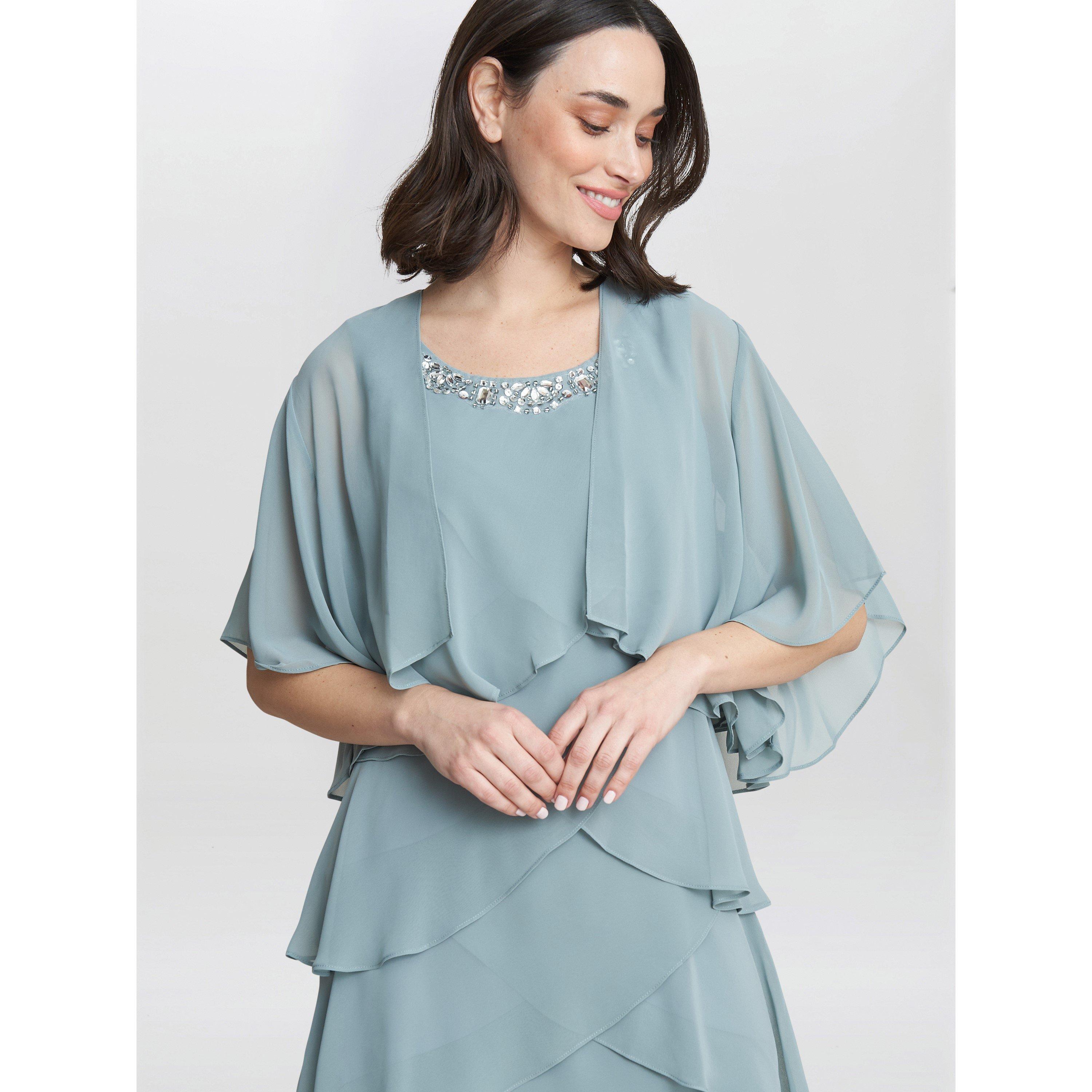 Sage - Gina Bacconi - Toni Chiffon Tier Jacket Dress - 5