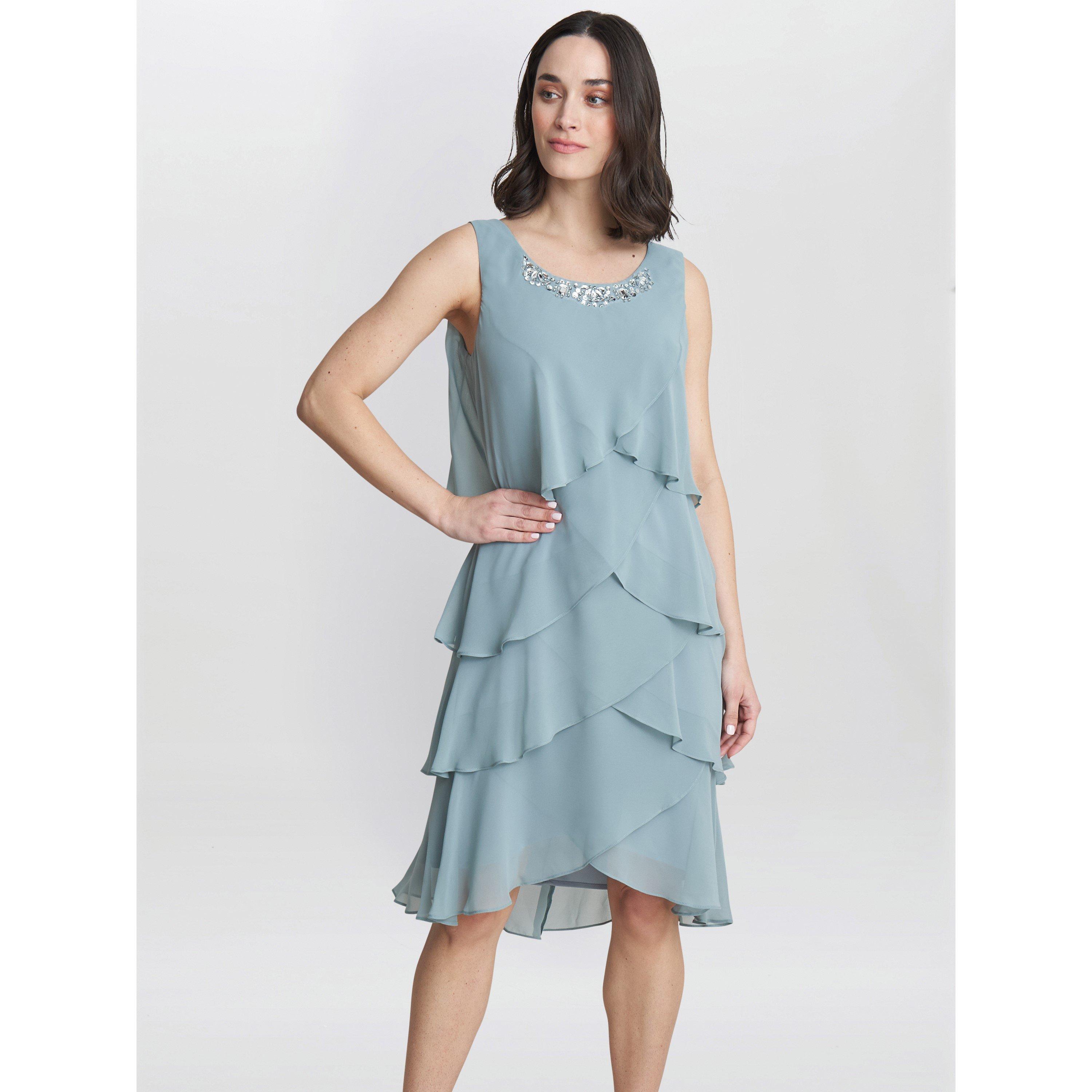 Sage - Gina Bacconi - Toni Chiffon Tier Jacket Dress - 6