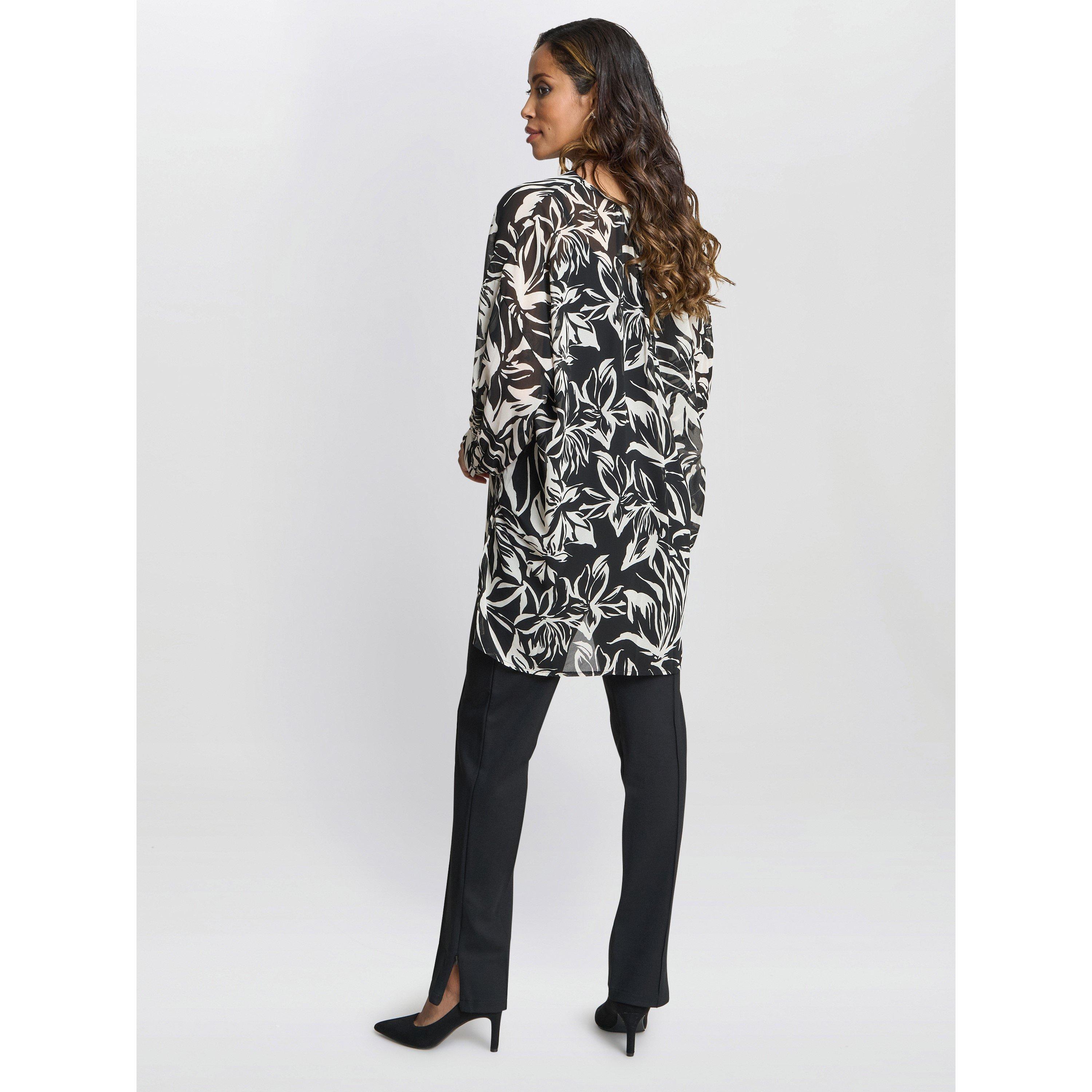 Black / White - Gina Bacconi - Dido Collarless Shirt - 2