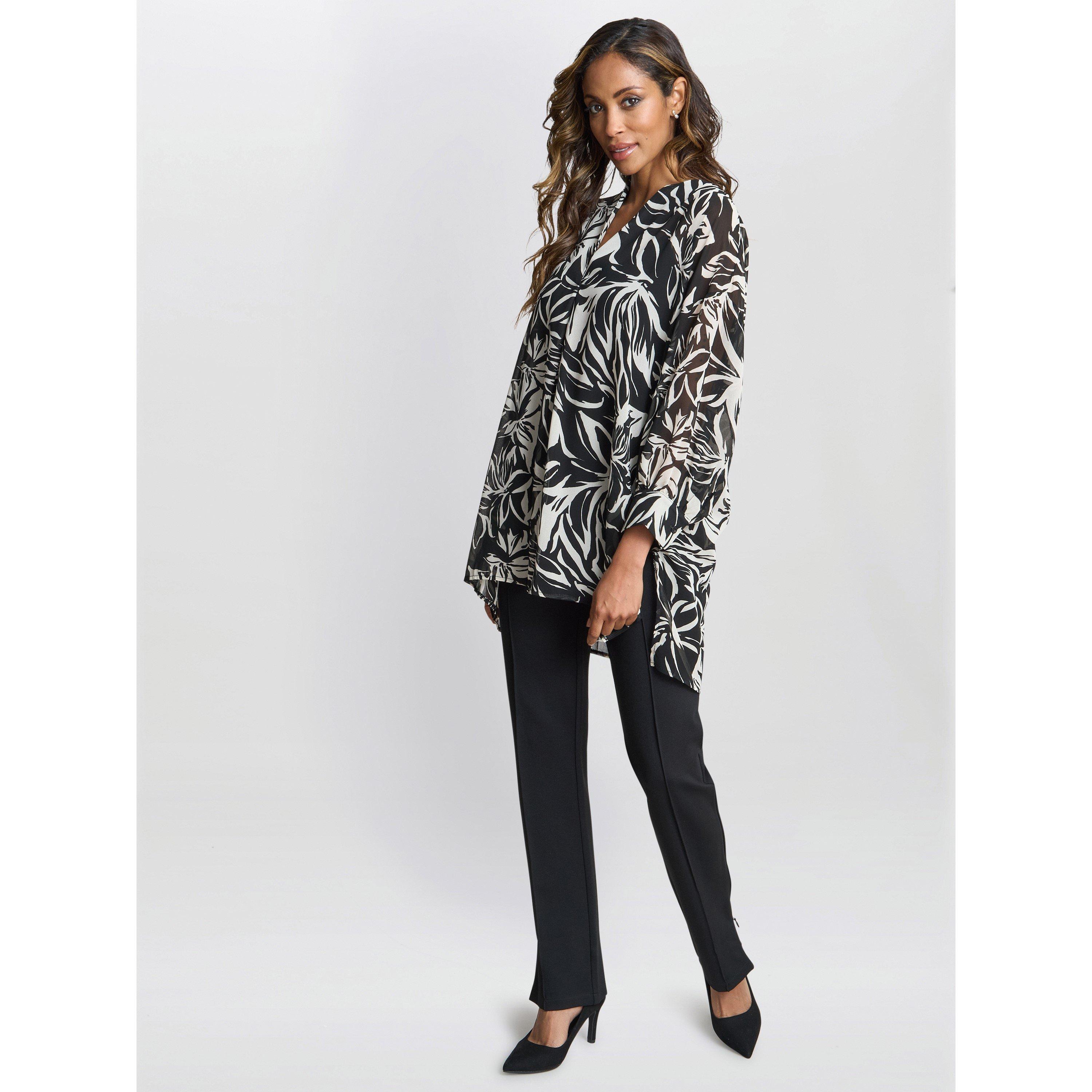 Black / White - Gina Bacconi - Dido Collarless Shirt - 3