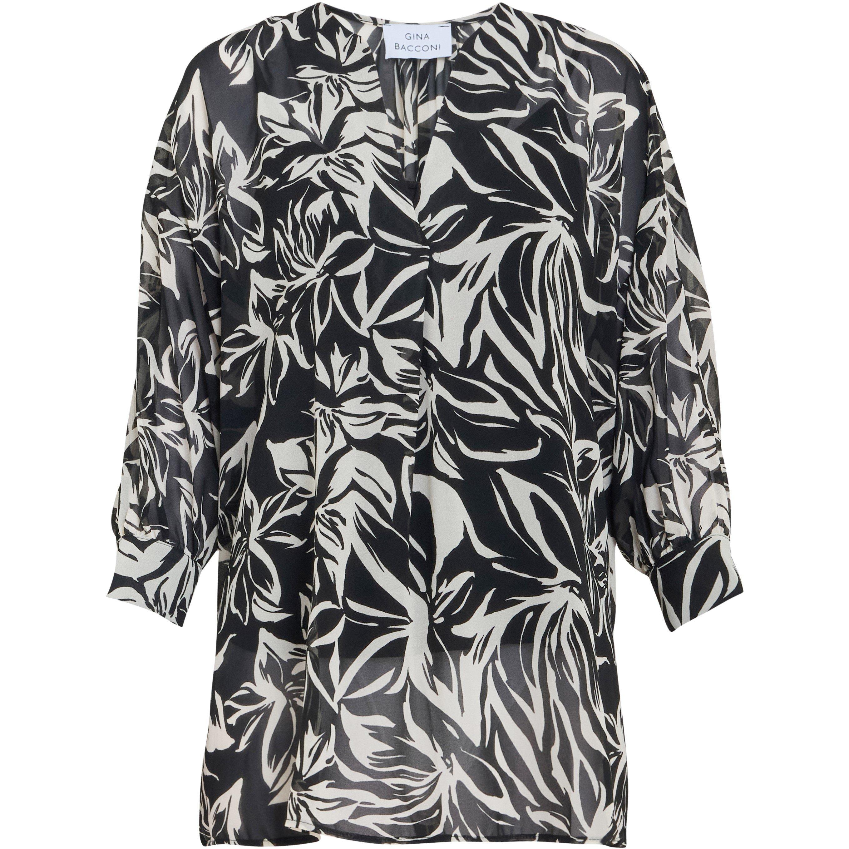 Black / White - Gina Bacconi - Dido Collarless Shirt - 4