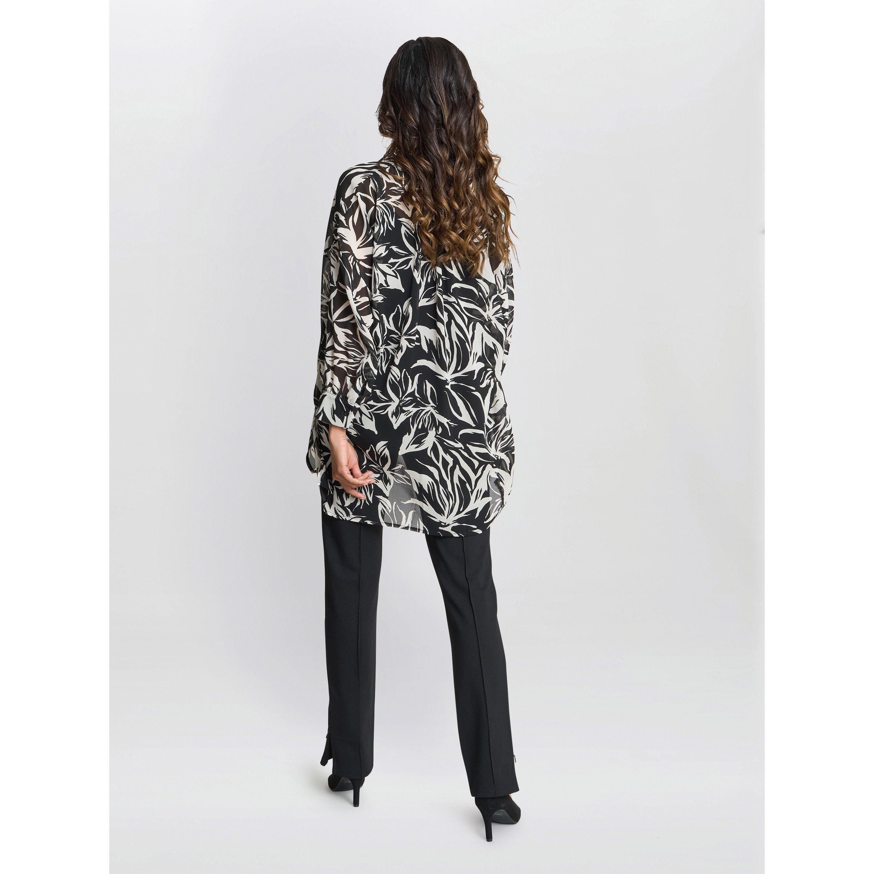 Black / White - Gina Bacconi - Dido Collarless Shirt - 6