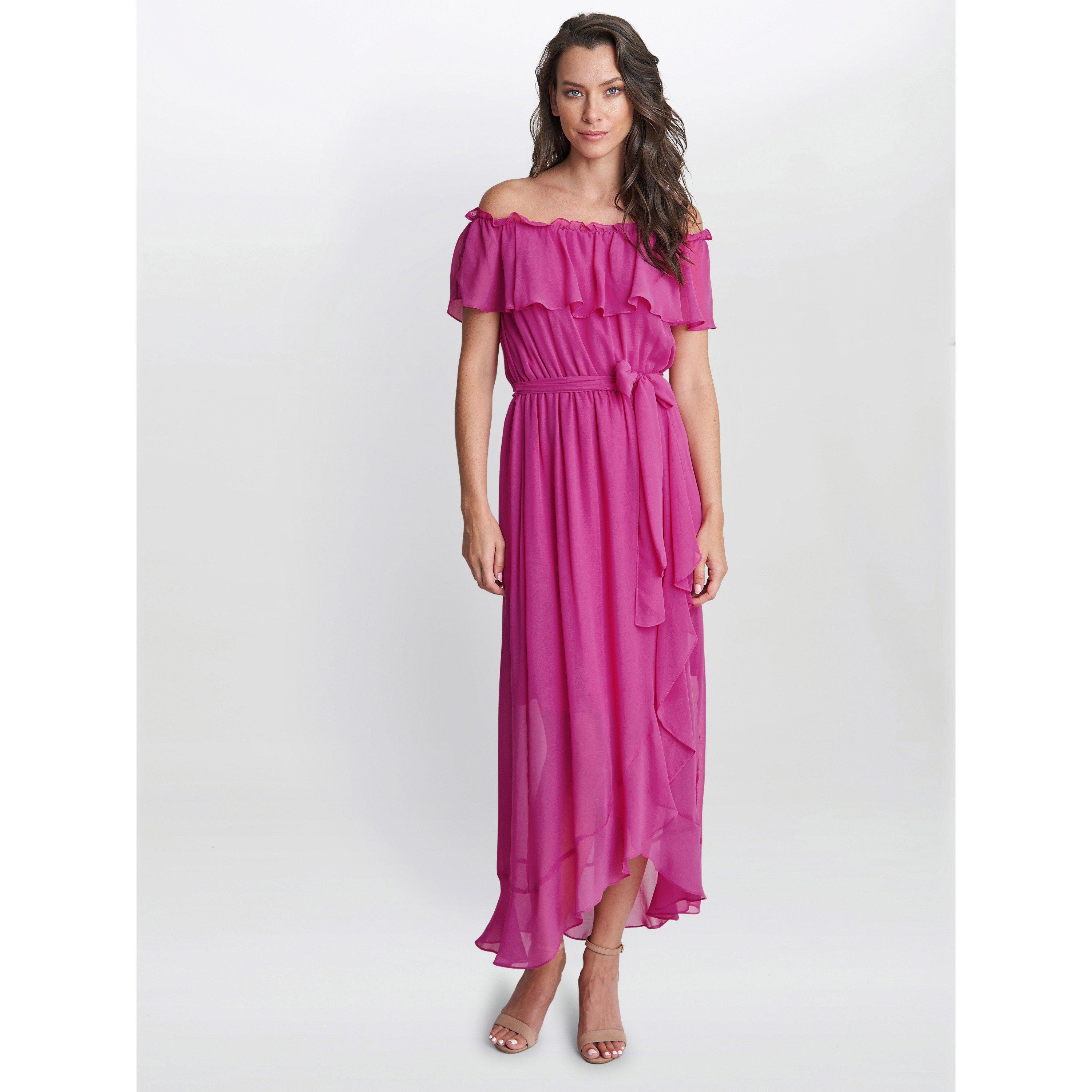 Gina Bacconi Women's Paisley Off The Shoulder Maxi Dress - Azalea - 12