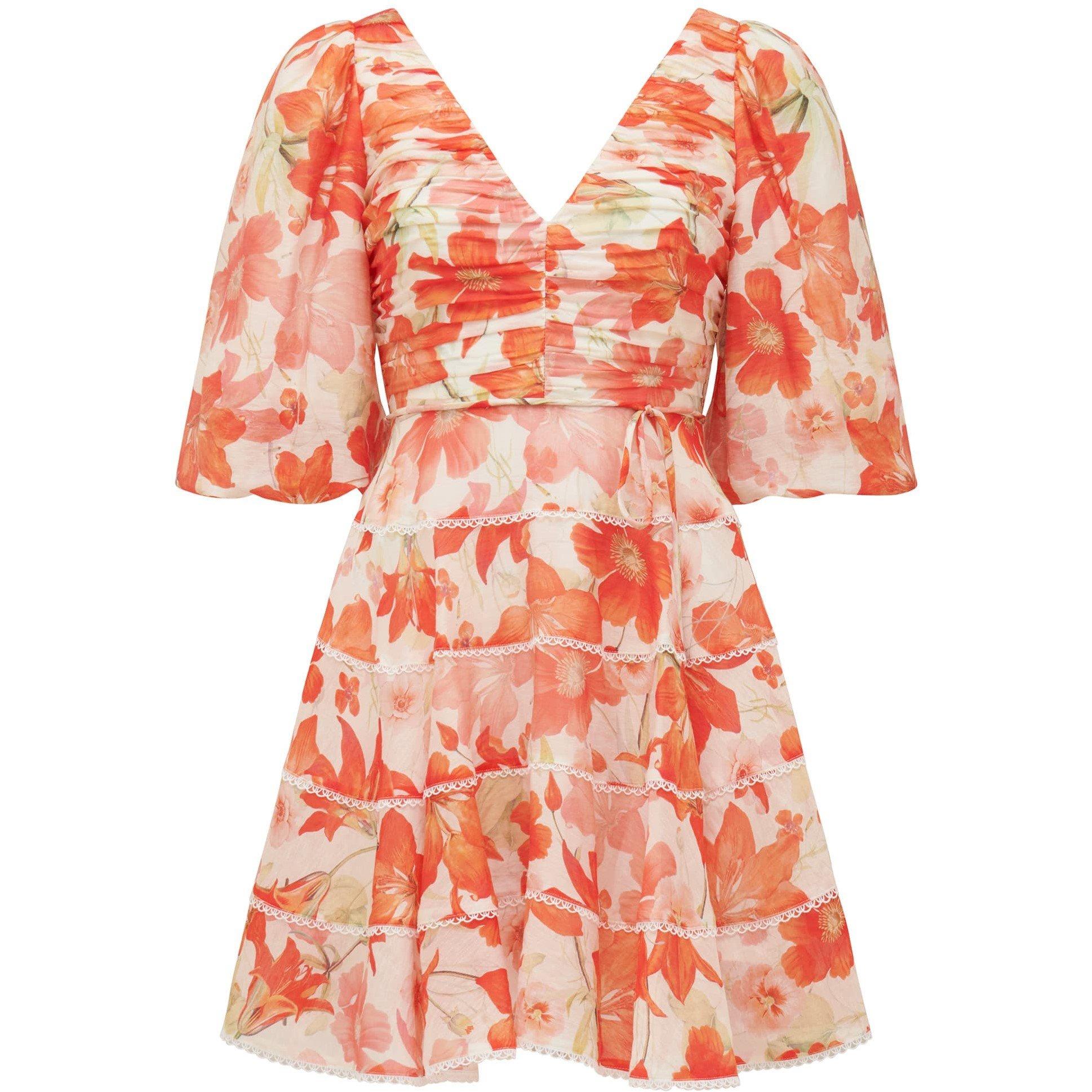 Red Calida Bota - Forever New - Cindy Tiered Floral Skater Dress - 1