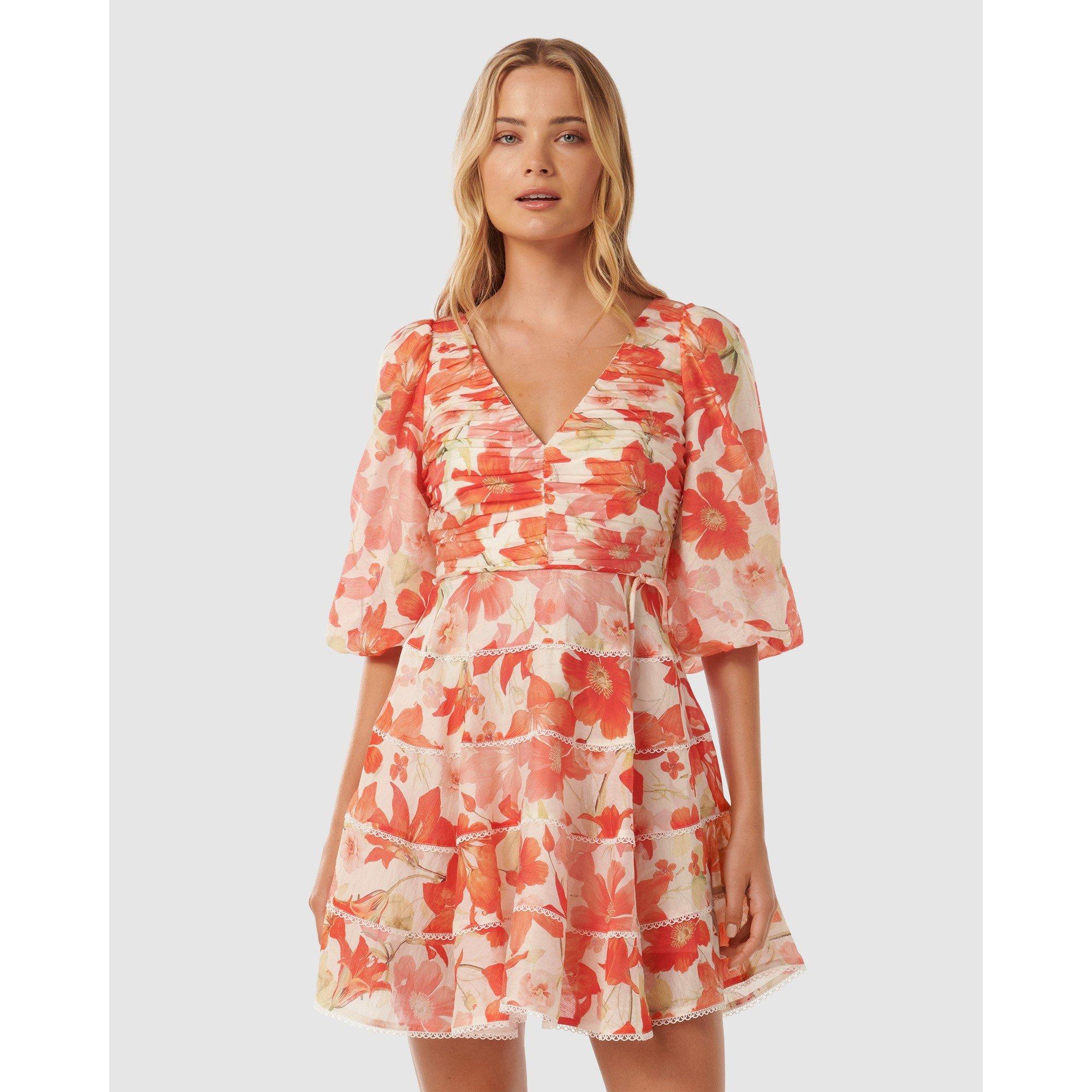 Red Calida Bota - Forever New - Cindy Tiered Floral Skater Dress - 3