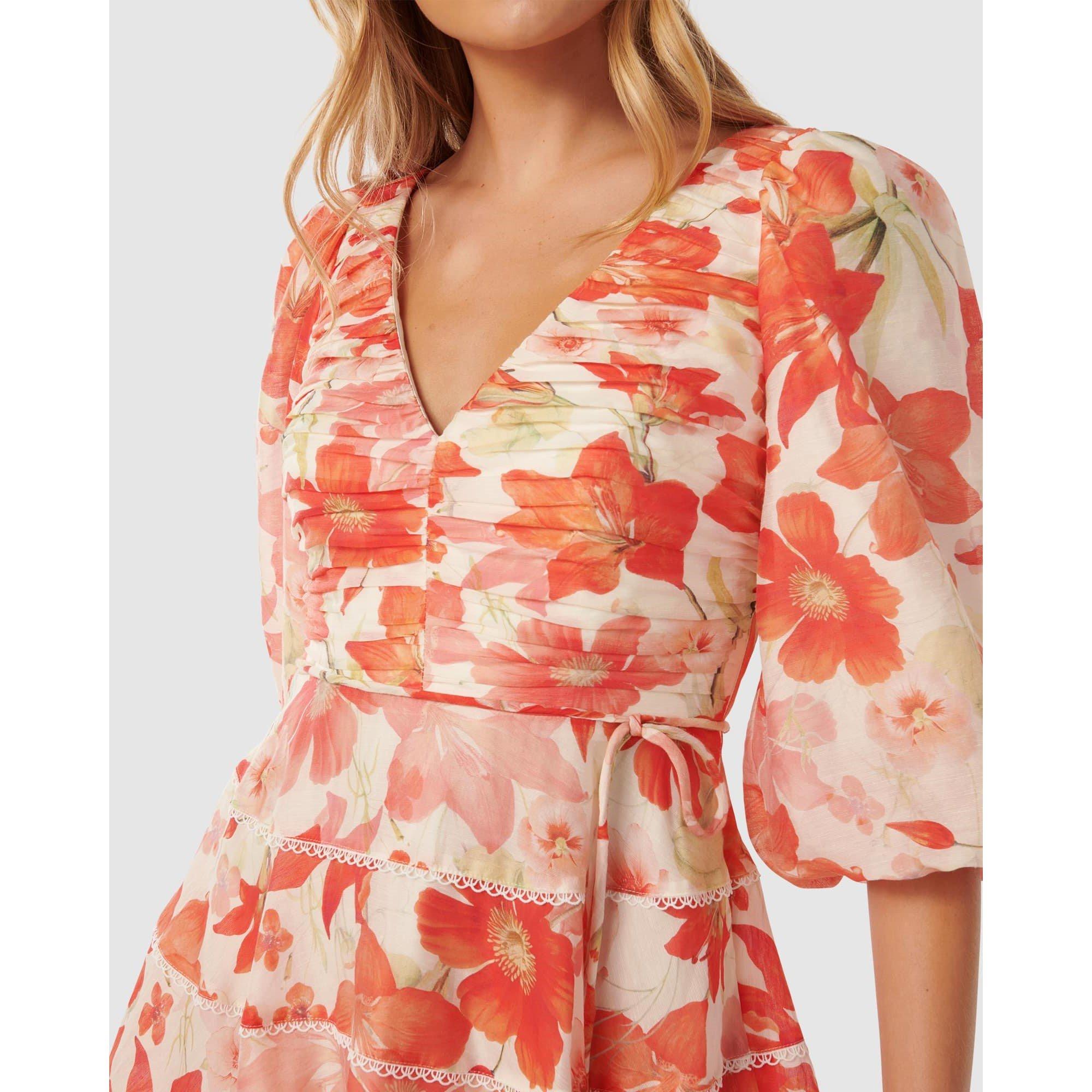 Red Calida Bota - Forever New - Cindy Tiered Floral Skater Dress - 4