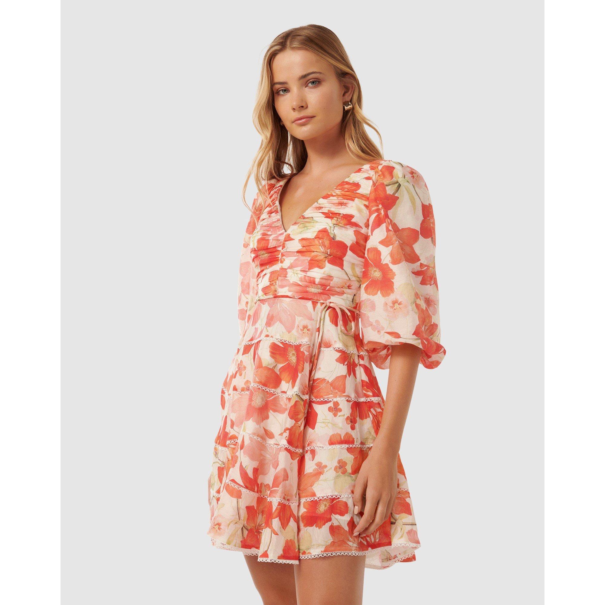 Red Calida Bota - Forever New - Cindy Tiered Floral Skater Dress - 5