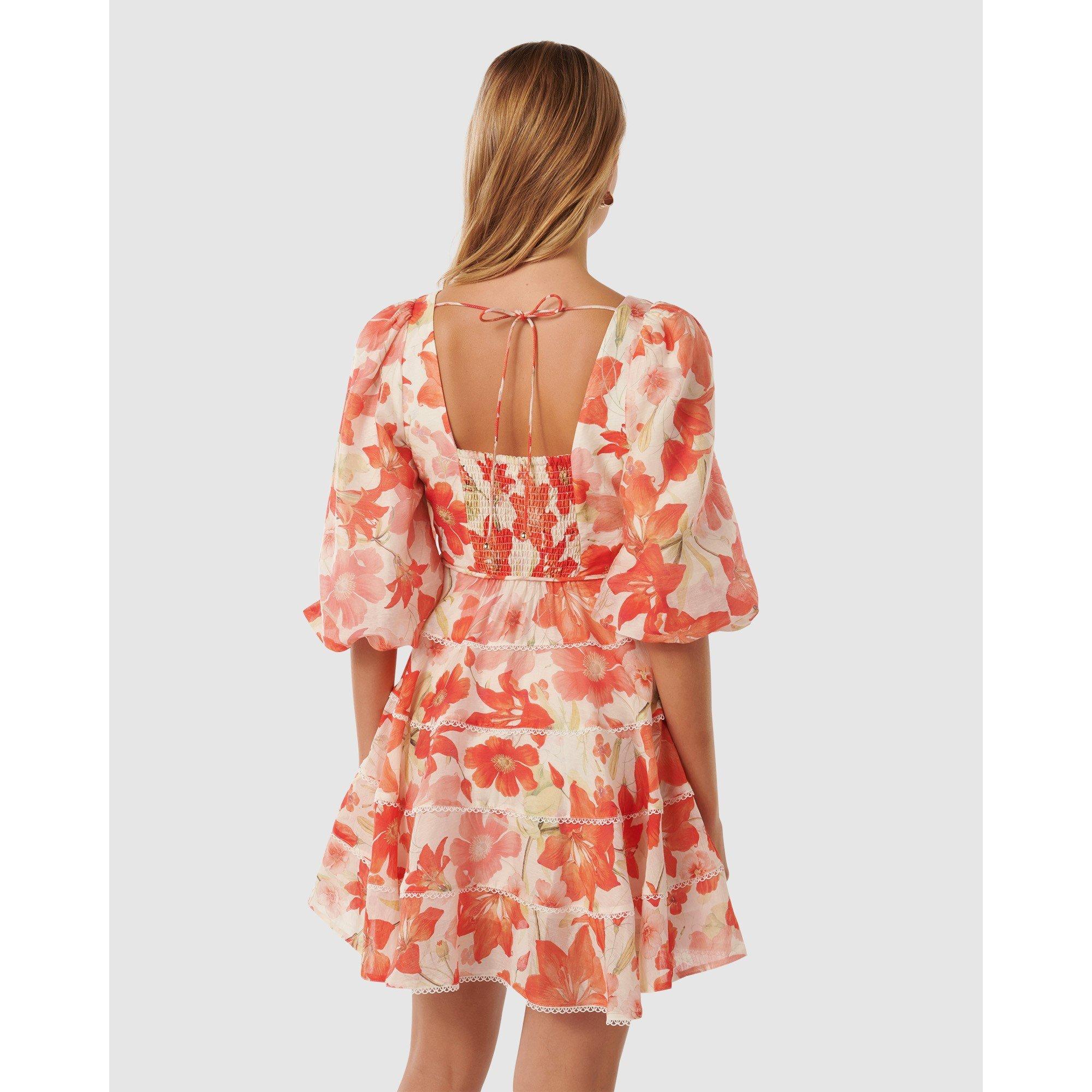 Red Calida Bota - Forever New - Cindy Tiered Floral Skater Dress - 6