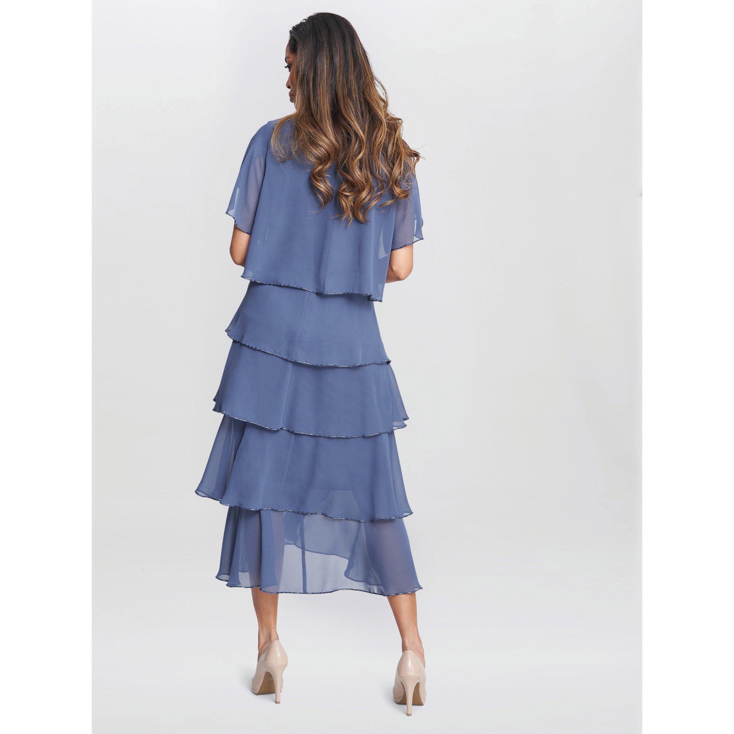 Wedgewood - Gina Bacconi - Fleur Midi V Neck Tier Dress - 2