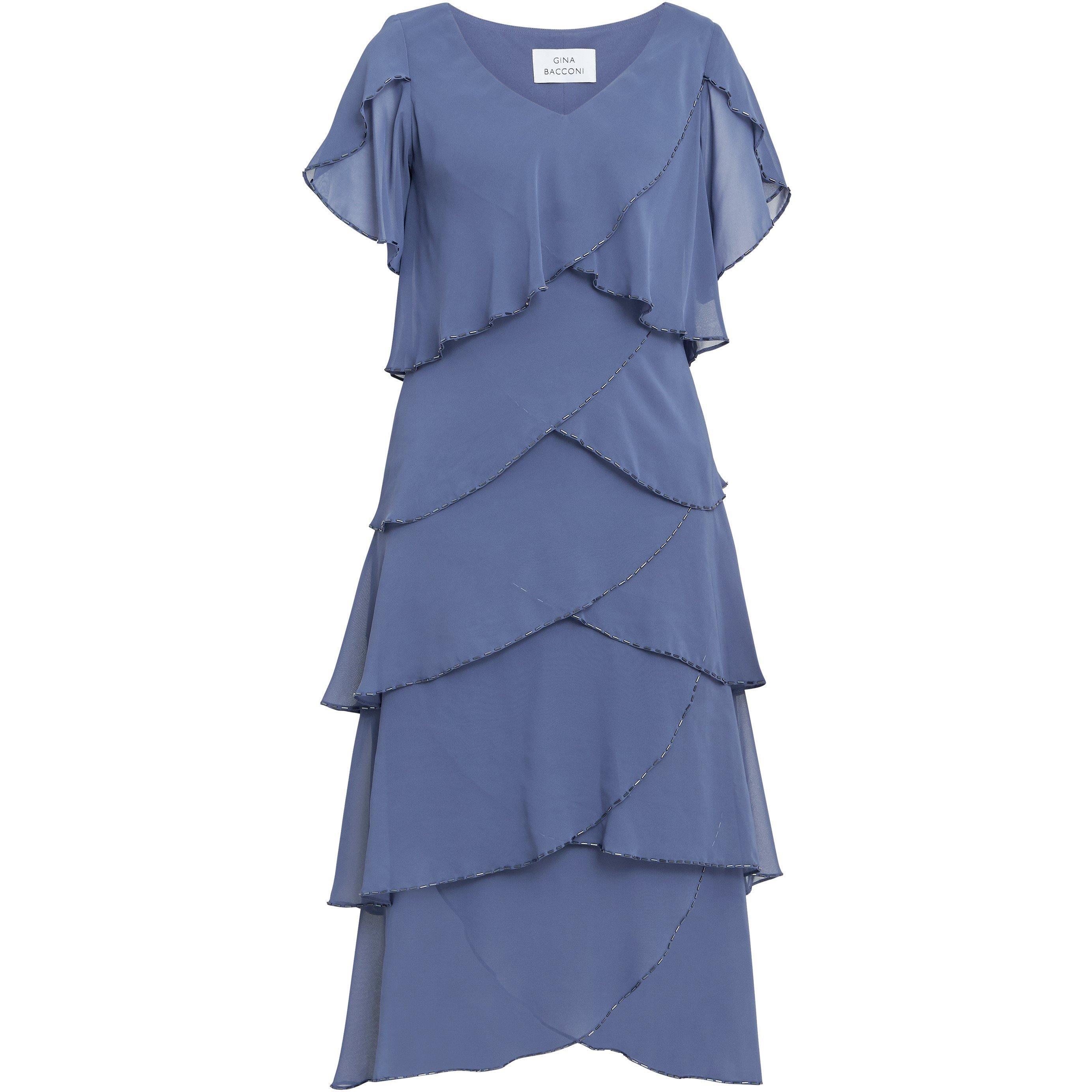 Wedgewood - Gina Bacconi - Fleur Midi V Neck Tier Dress - 4