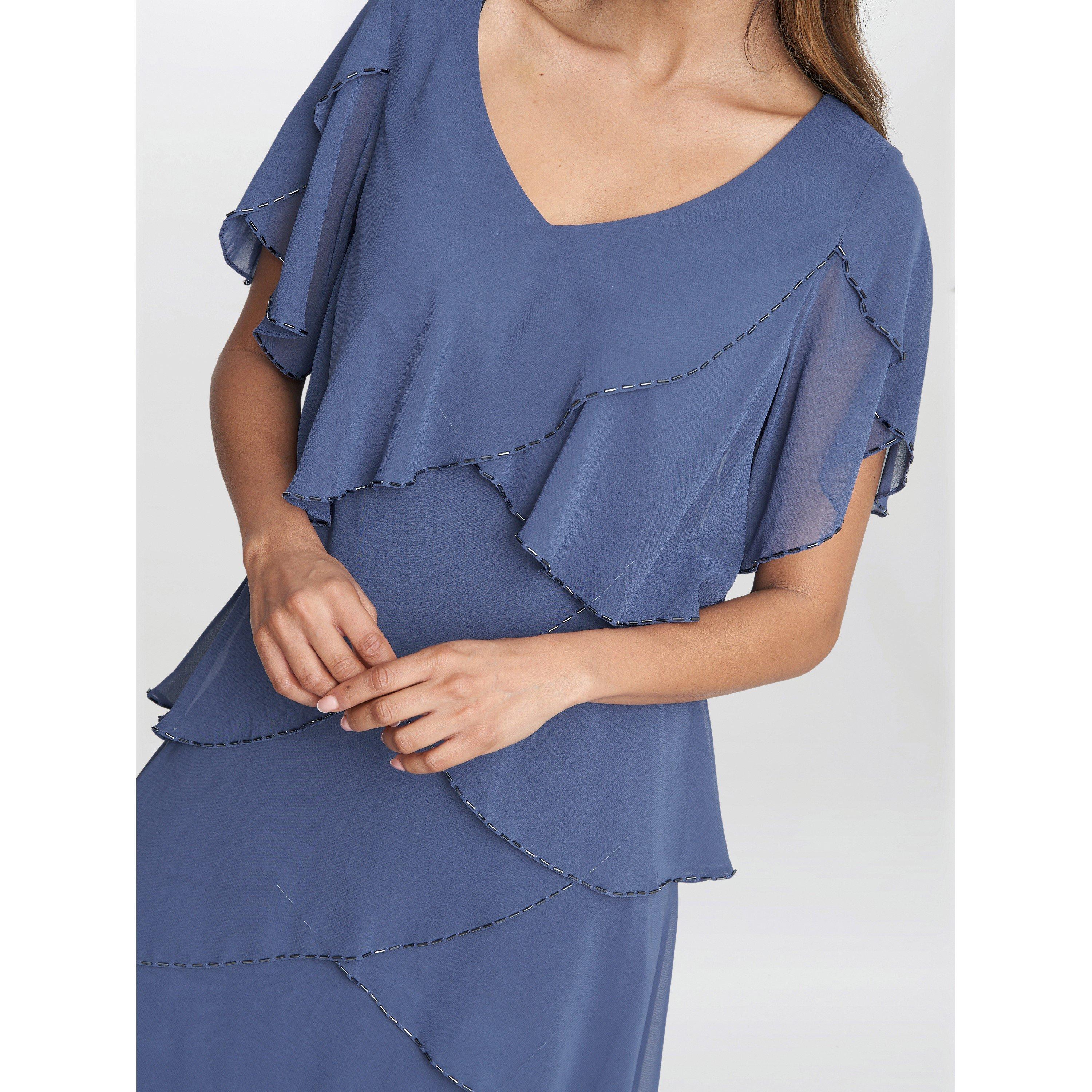 Wedgewood - Gina Bacconi - Fleur Midi V Neck Tier Dress - 5