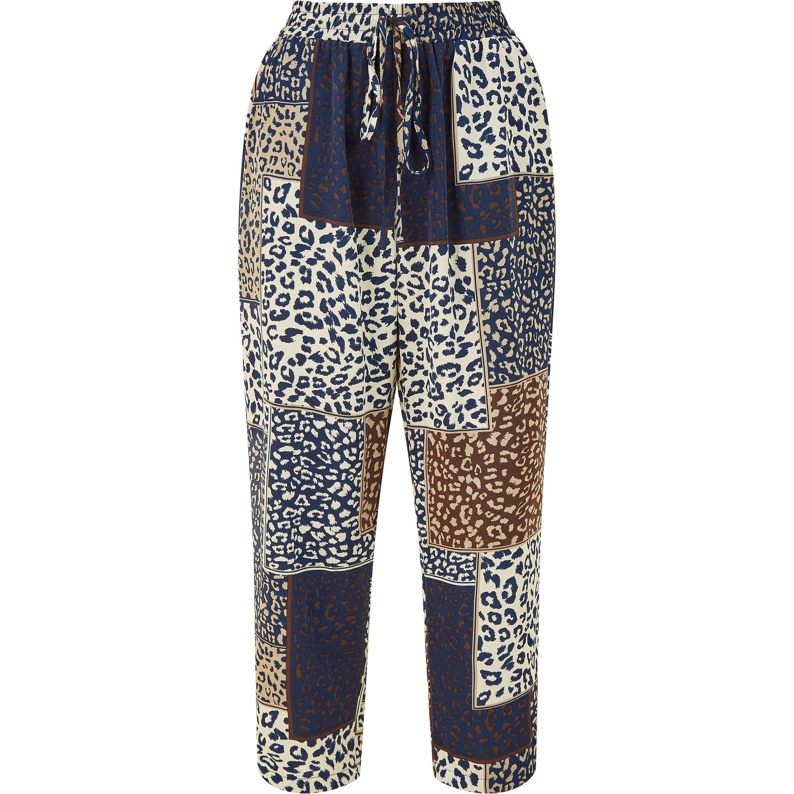 Navy - Yumi - Navy Patchwork Animal Print Trouser - 5