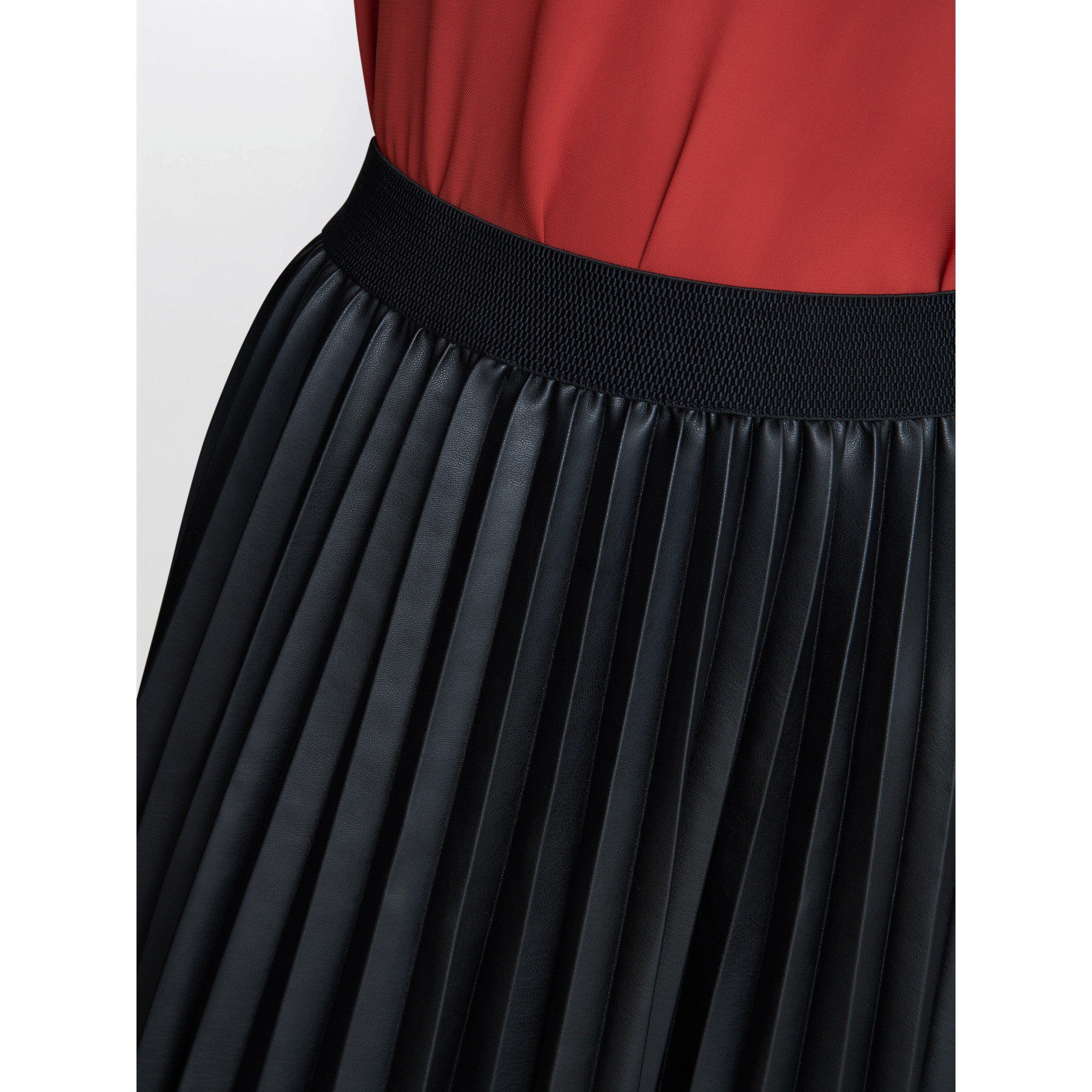 Black - Gina Bacconi - Tatiana Pleated Pu Skirt - 3