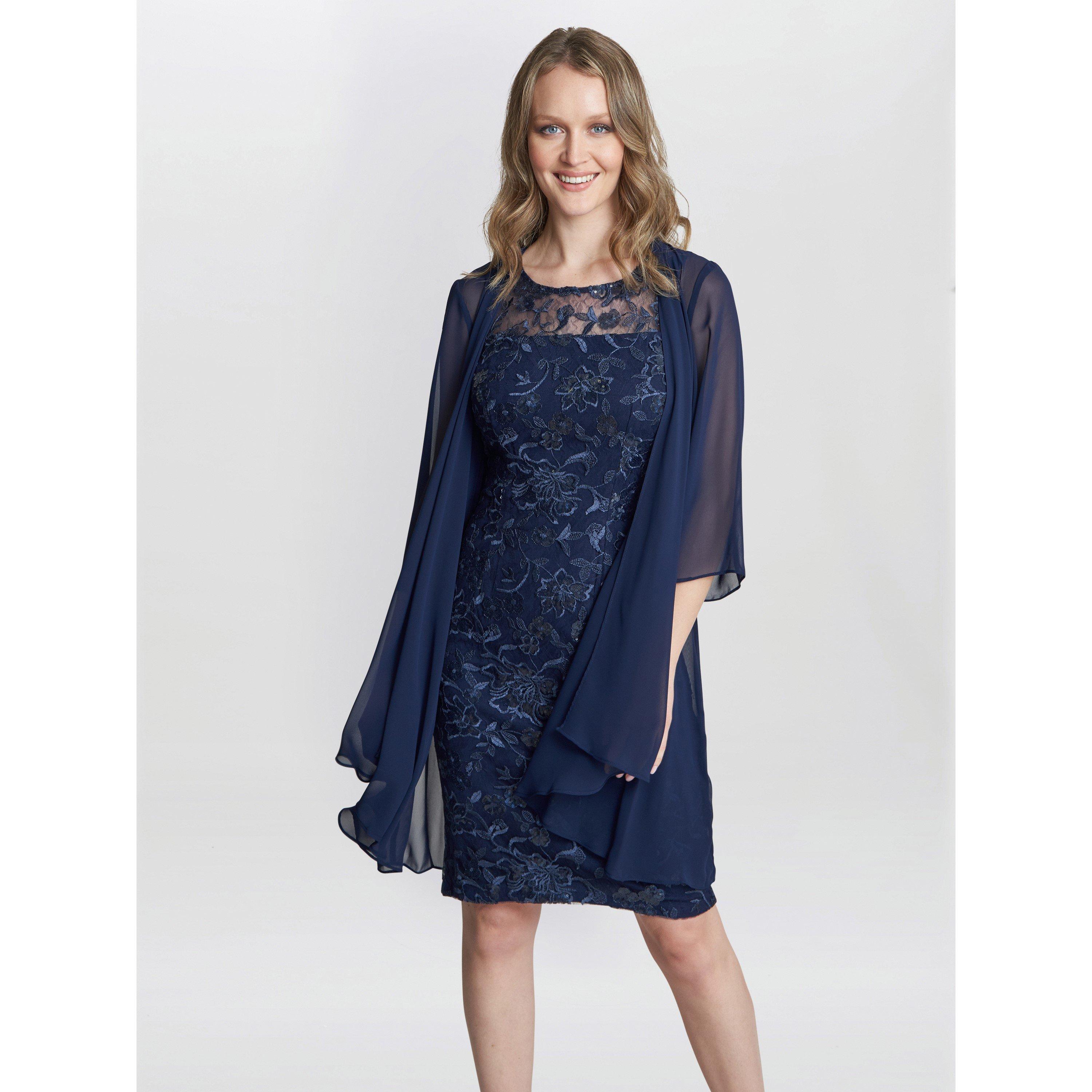 Spring Navy - Gina Bacconi - Hayley Embroidered Dress - 3