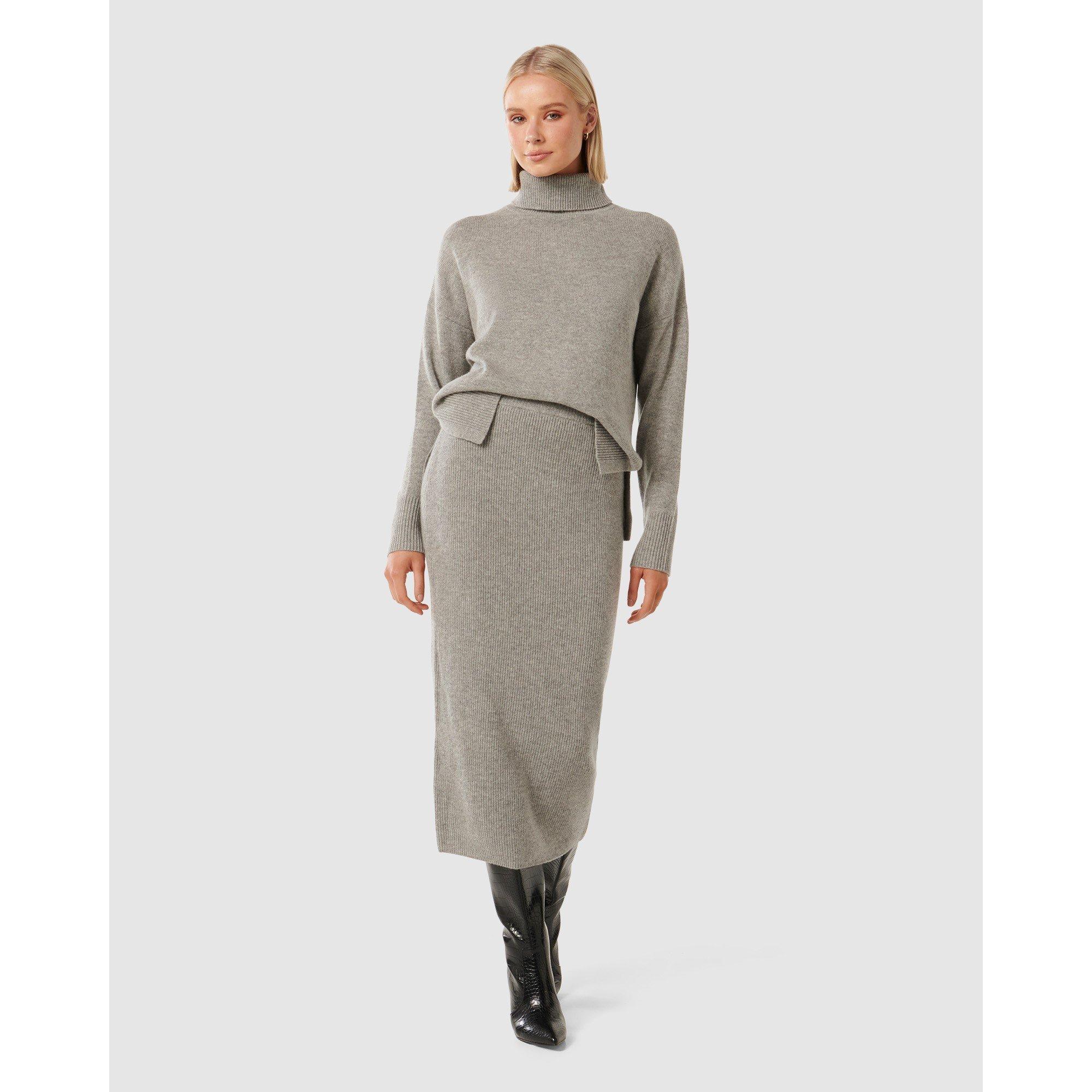 Grey - Forever New - Mia Relaxed Roll Neck Knit Jumper - 1