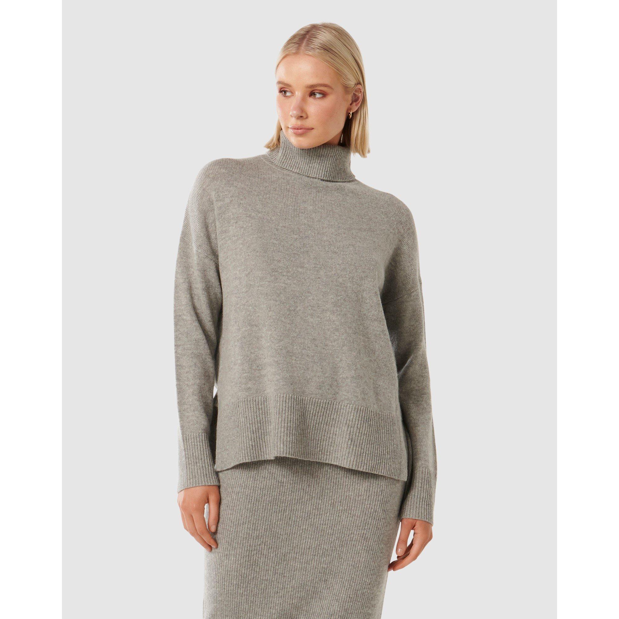 Grey - Forever New - Mia Relaxed Roll Neck Knit Jumper - 2
