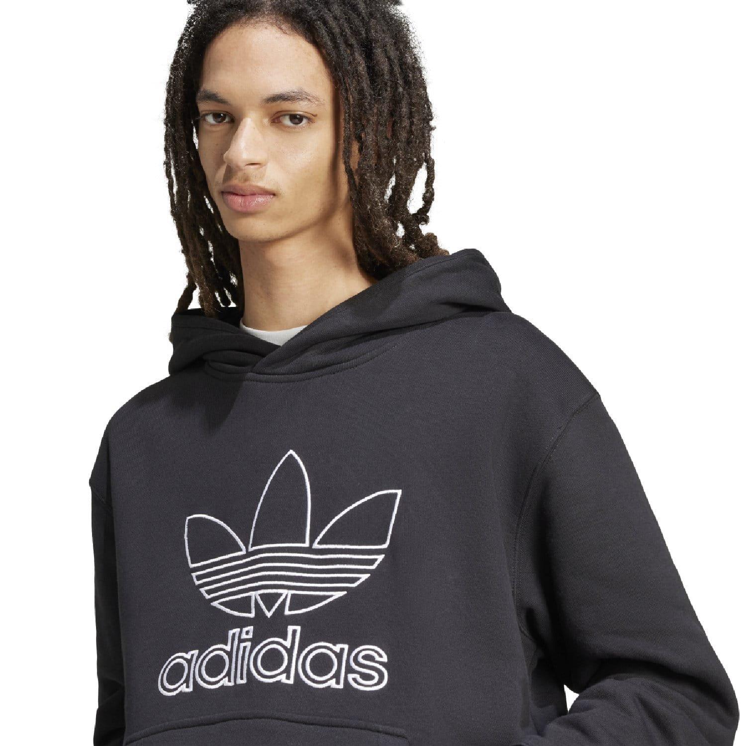 Black - adidas Originals - Adicolor Outline Trefoil Hoodie - 2