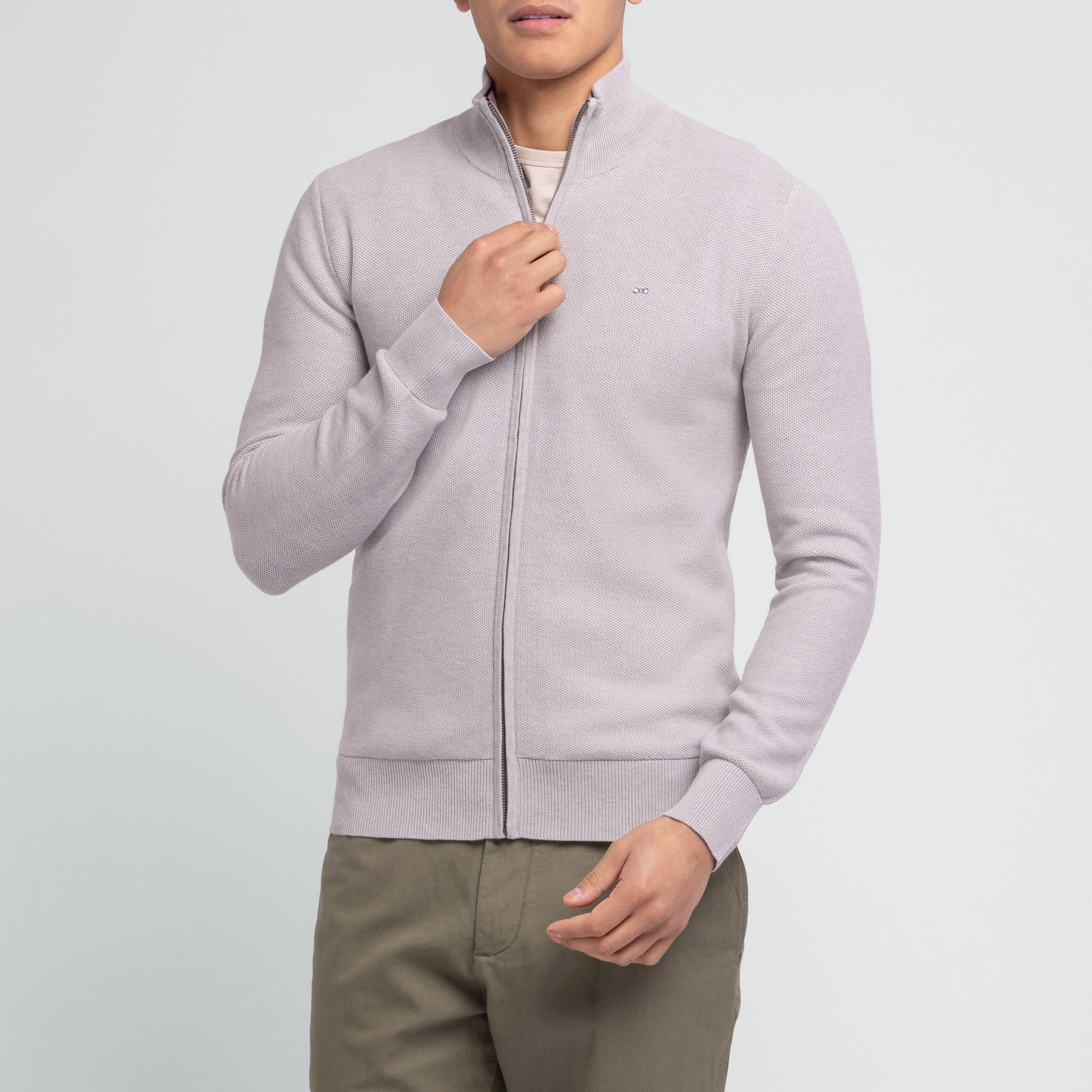 Grm5 - Eden Park - Grey seed stitch zipped cardigan - 2
