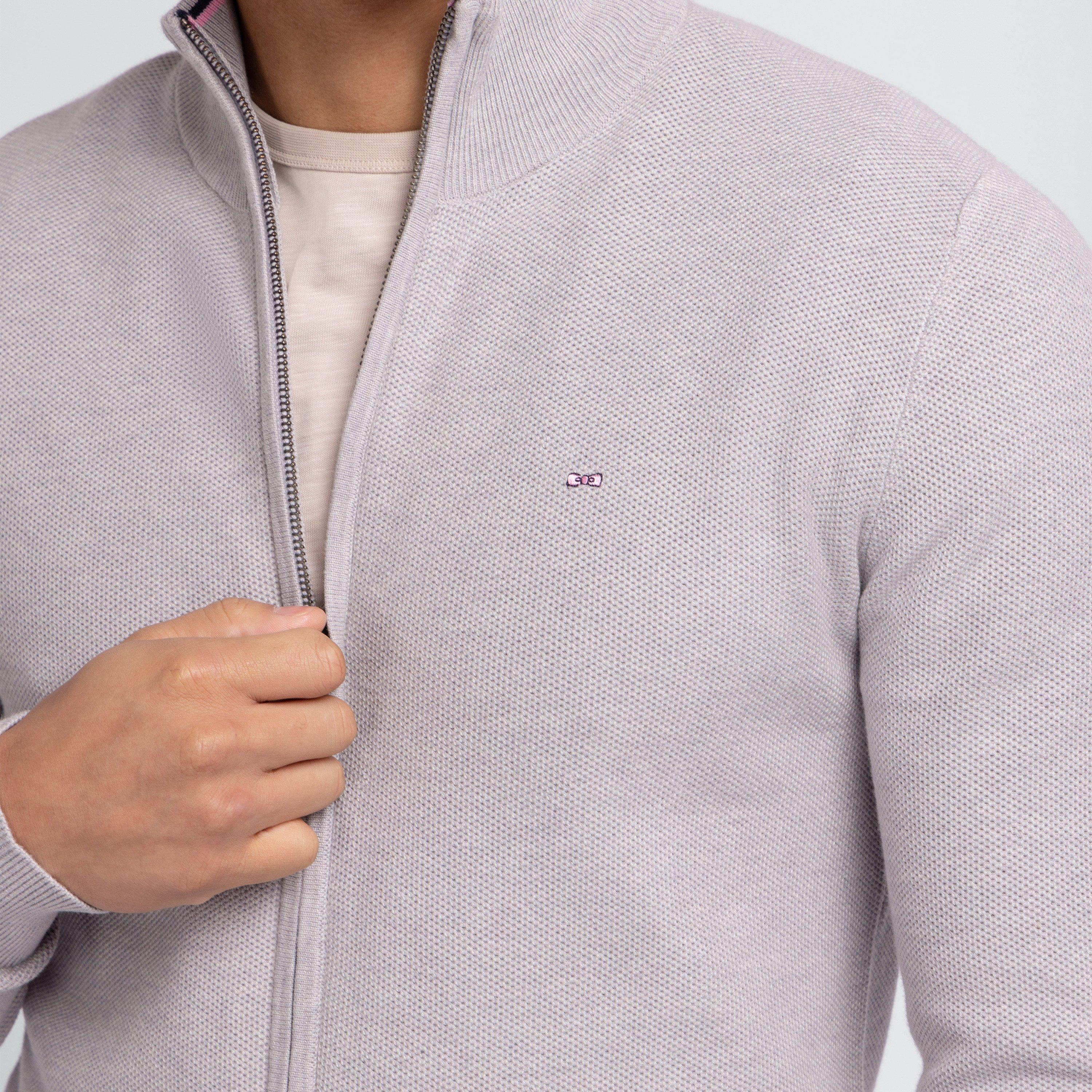 Grm5 - Eden Park - Grey seed stitch zipped cardigan - 3