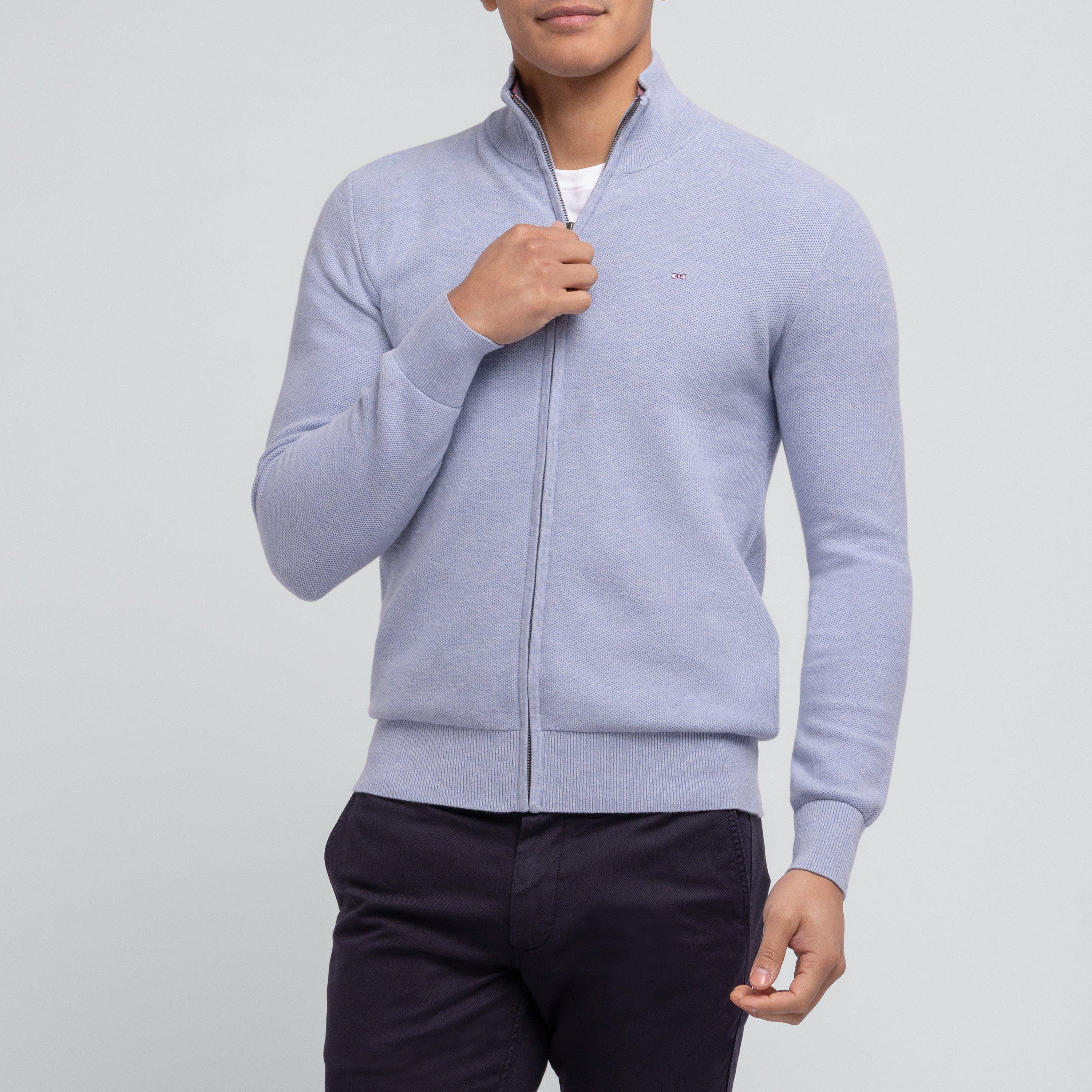 Blc1 - Eden Park - Grey seed stitch zipped cardigan - 2