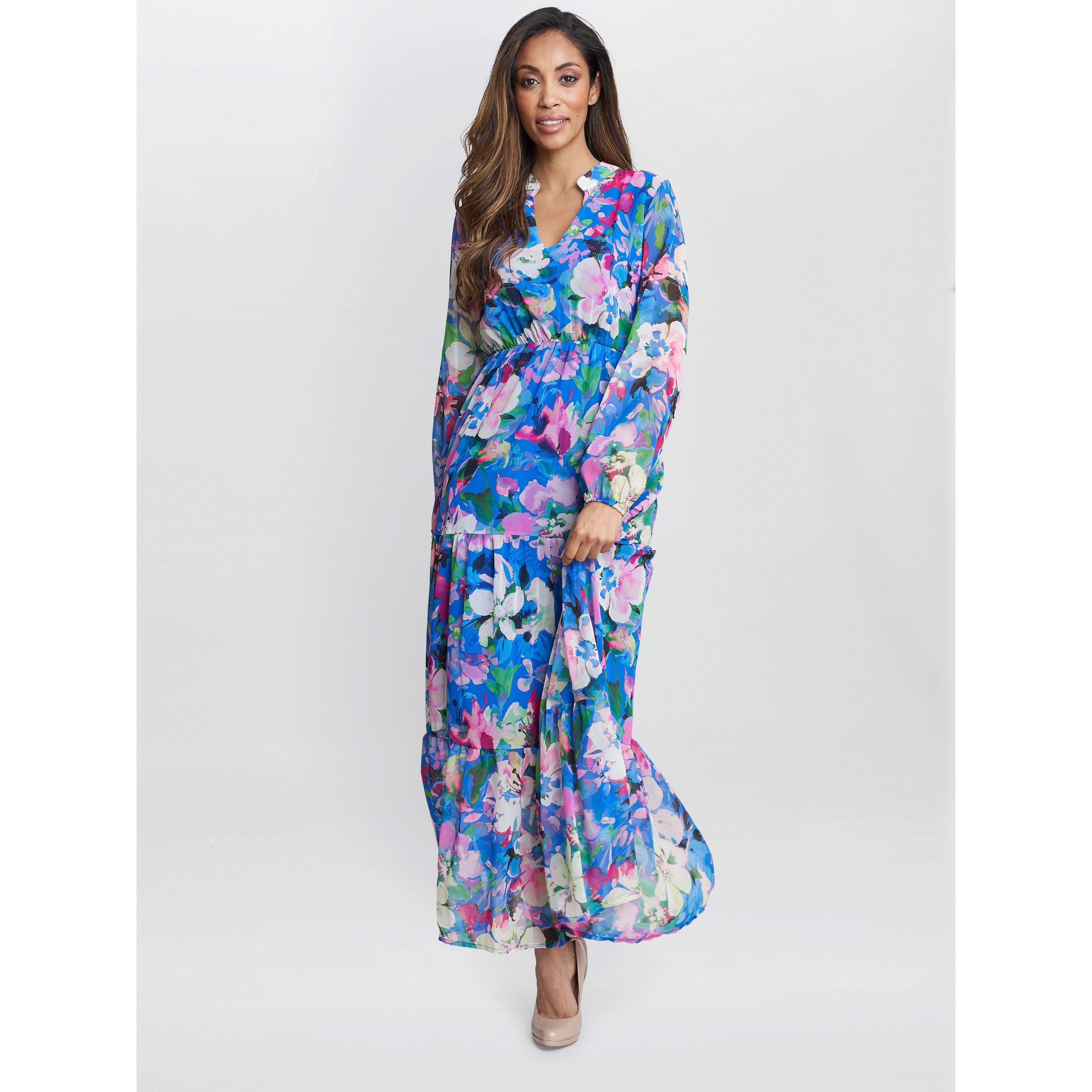 Multi - Gina Bacconi - Iona Print Stand Collar Dress - 1