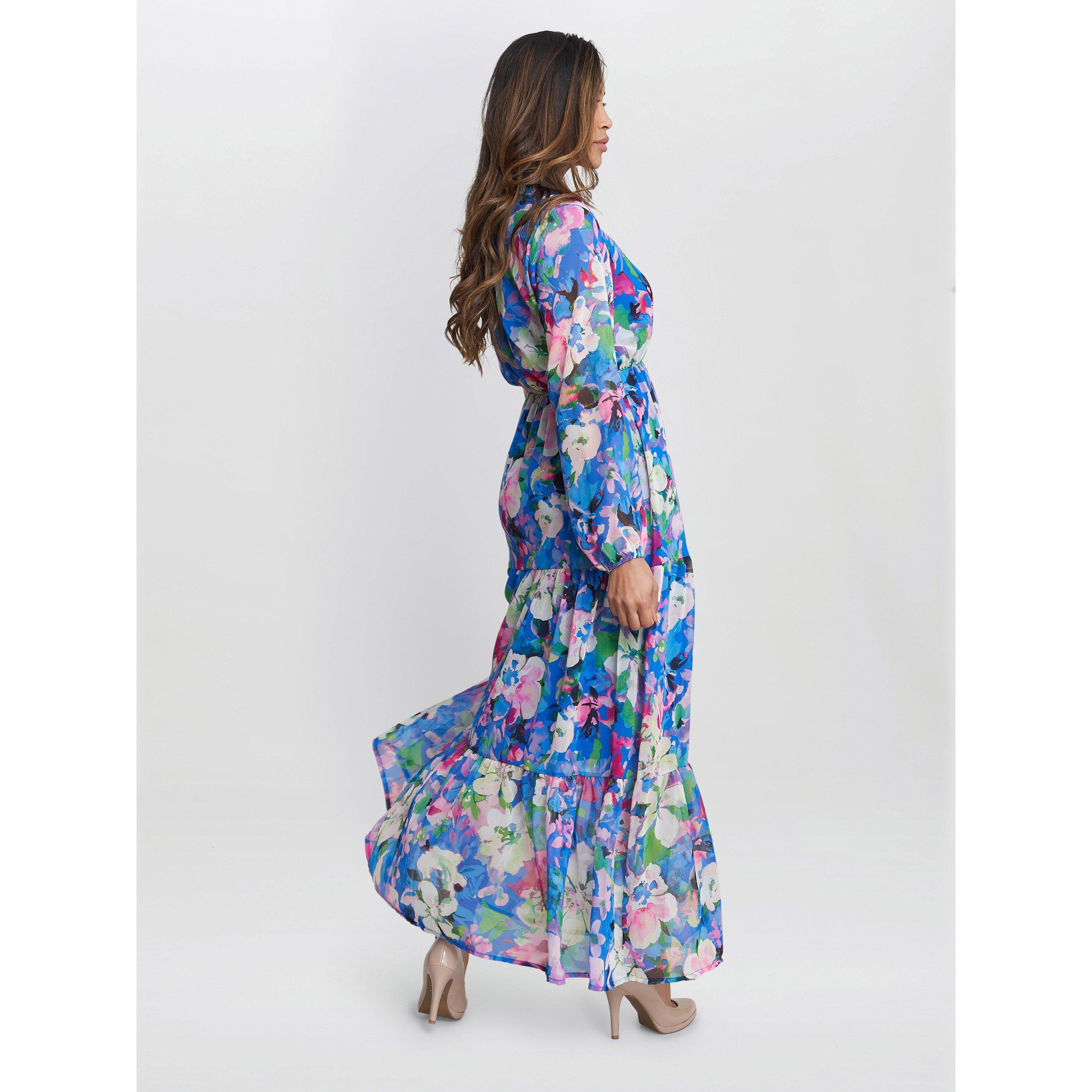 Multi - Gina Bacconi - Iona Print Stand Collar Dress - 2