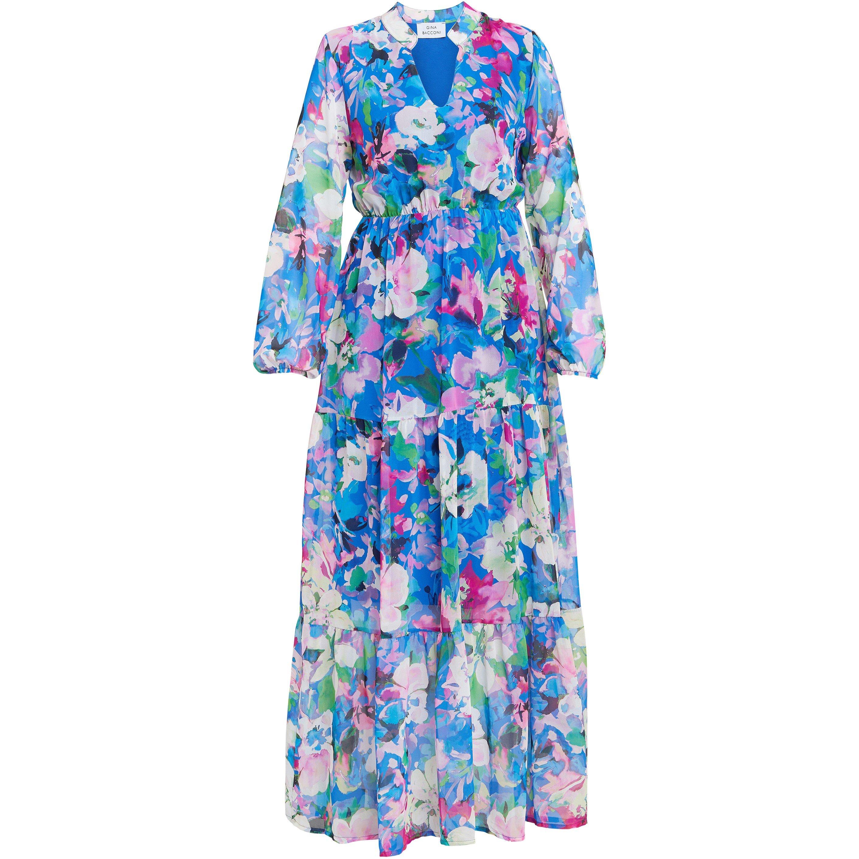 Multi - Gina Bacconi - Iona Print Stand Collar Dress - 4