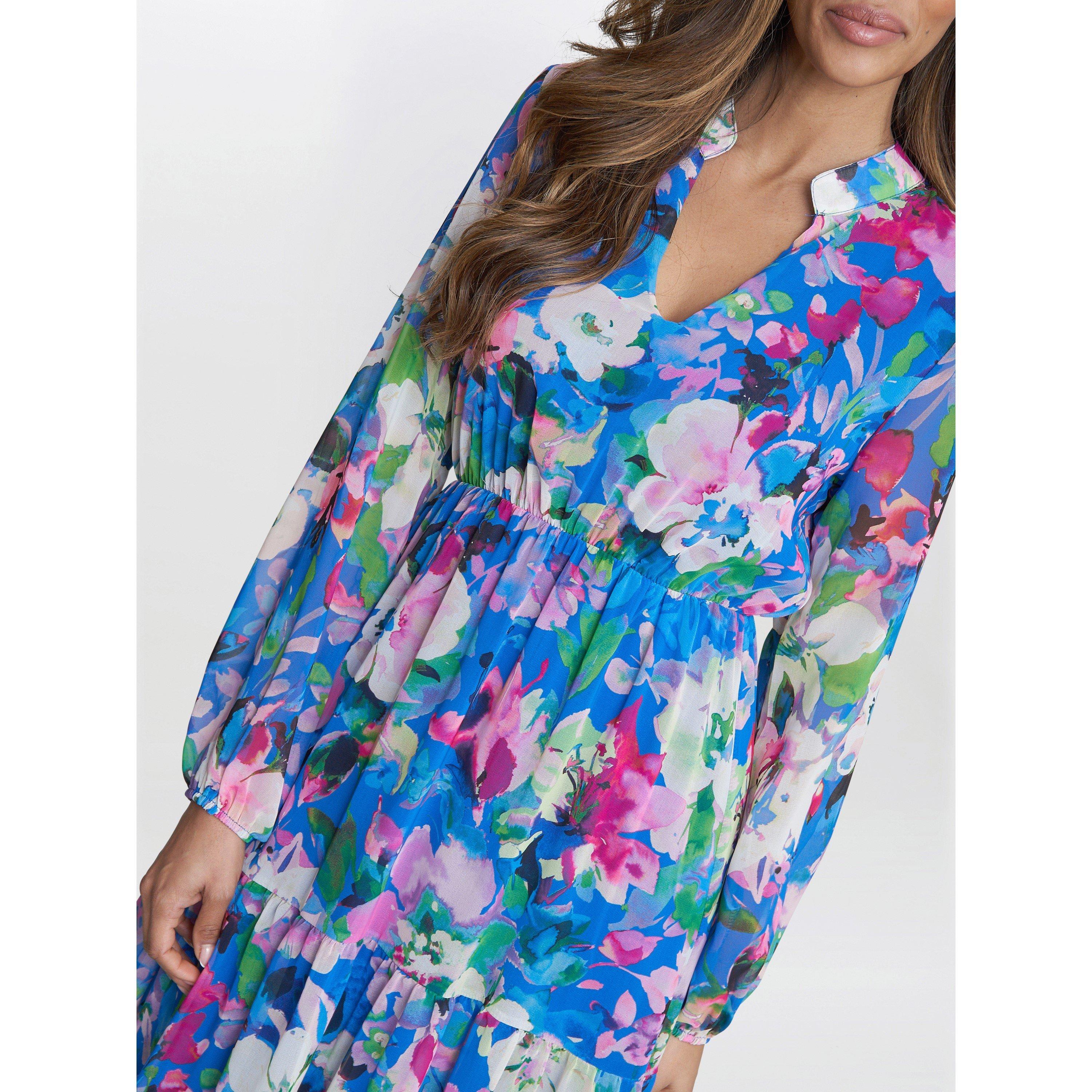 Multi - Gina Bacconi - Iona Print Stand Collar Dress - 5