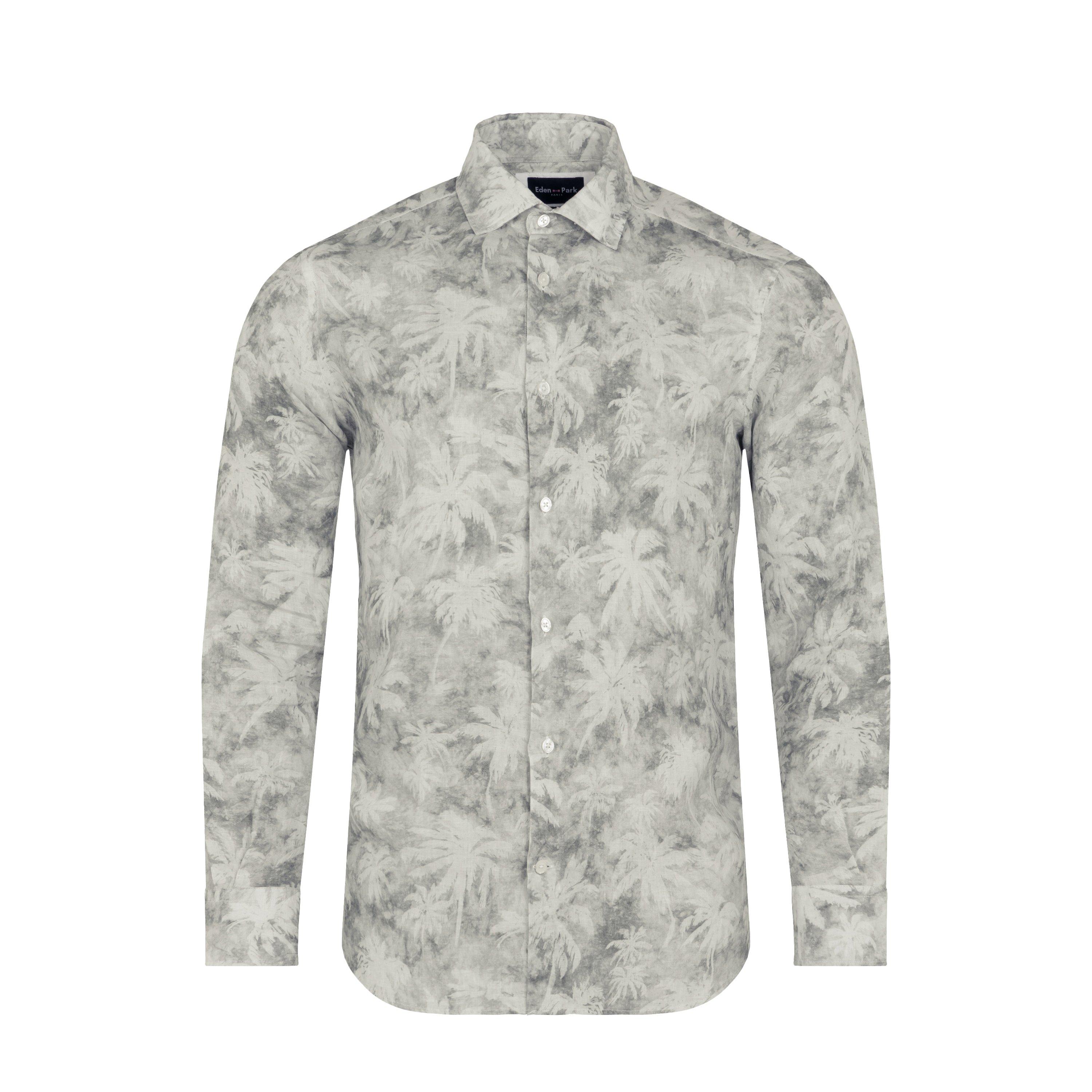 Eden Park Men's Blue Shirt With Palm Trees Print - Blc8 - 4XL