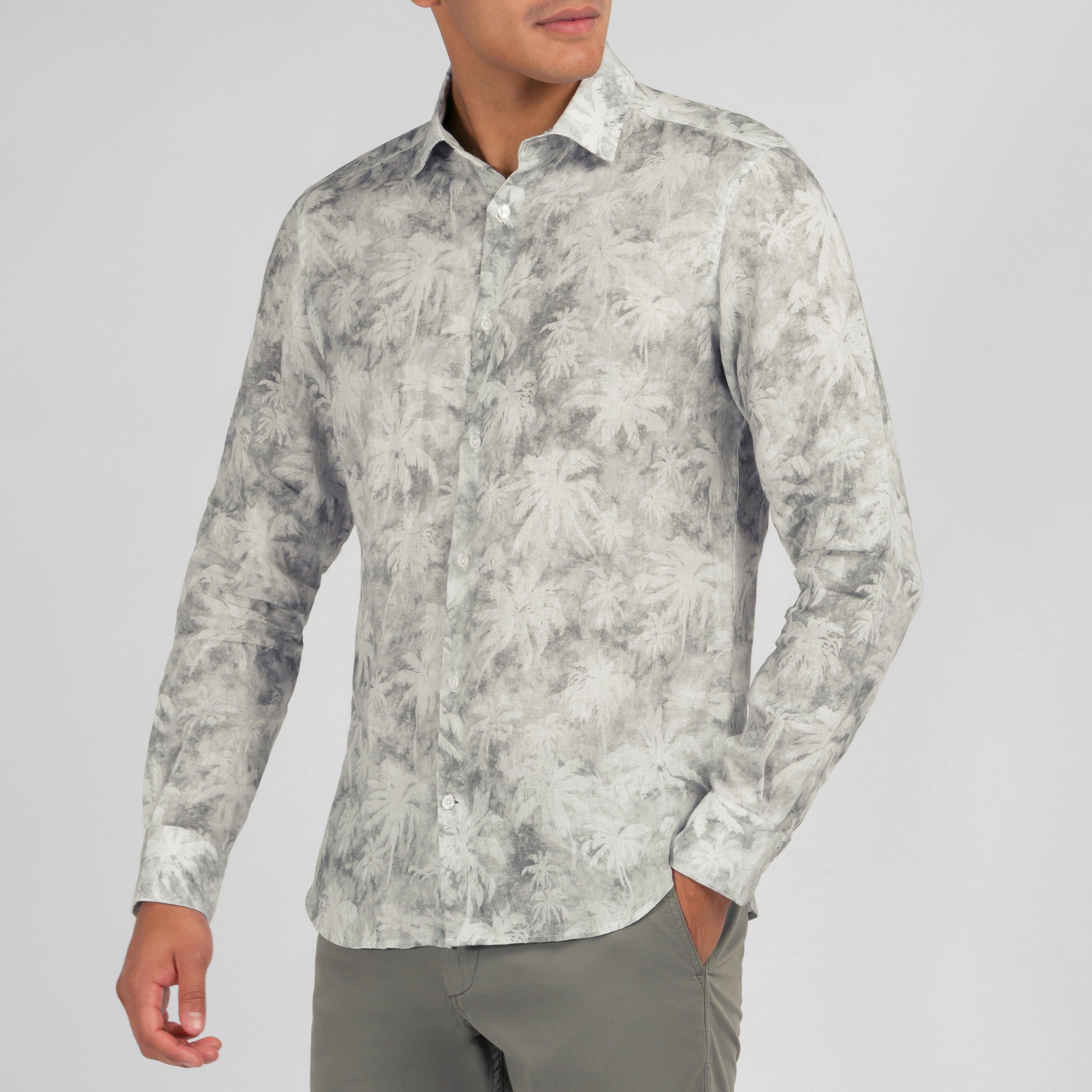 Blc8 - Eden Park - Blue shirt with palm trees print - 2