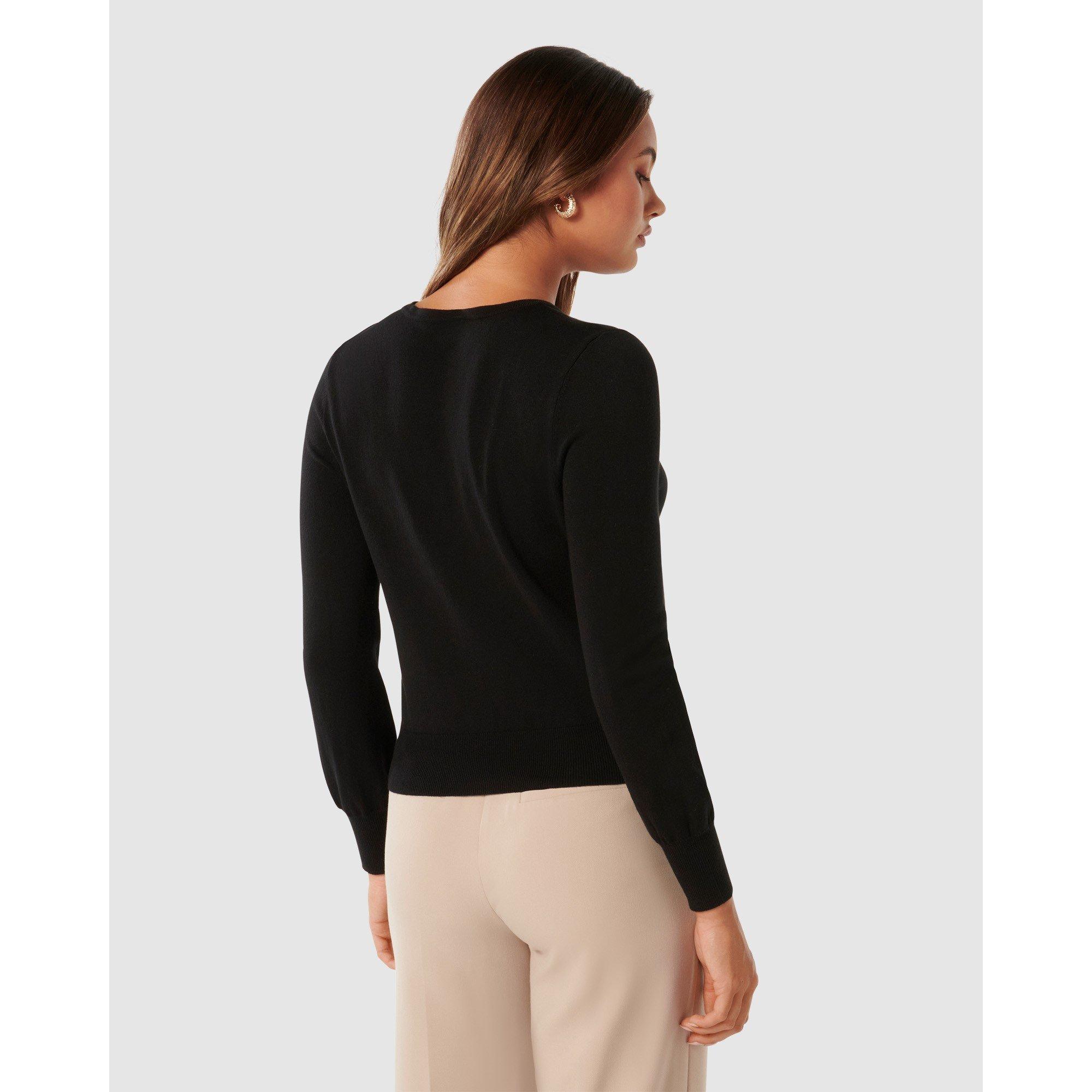 Black - Forever New - Morgan Basic Crew Knit Cardigan - 6