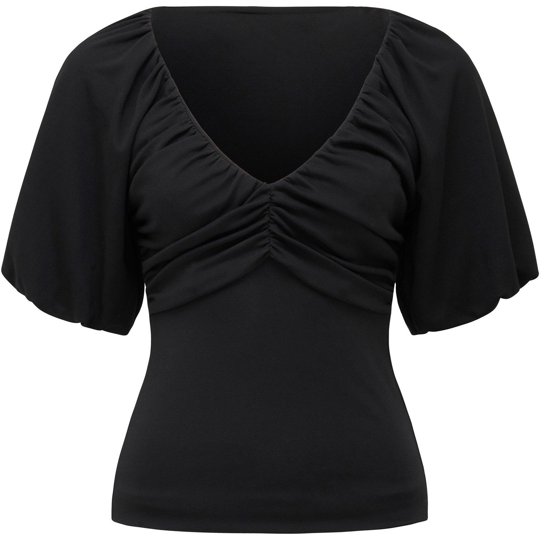 Black - Forever New - Desiree Ruched V Neck Raglan Top - 1