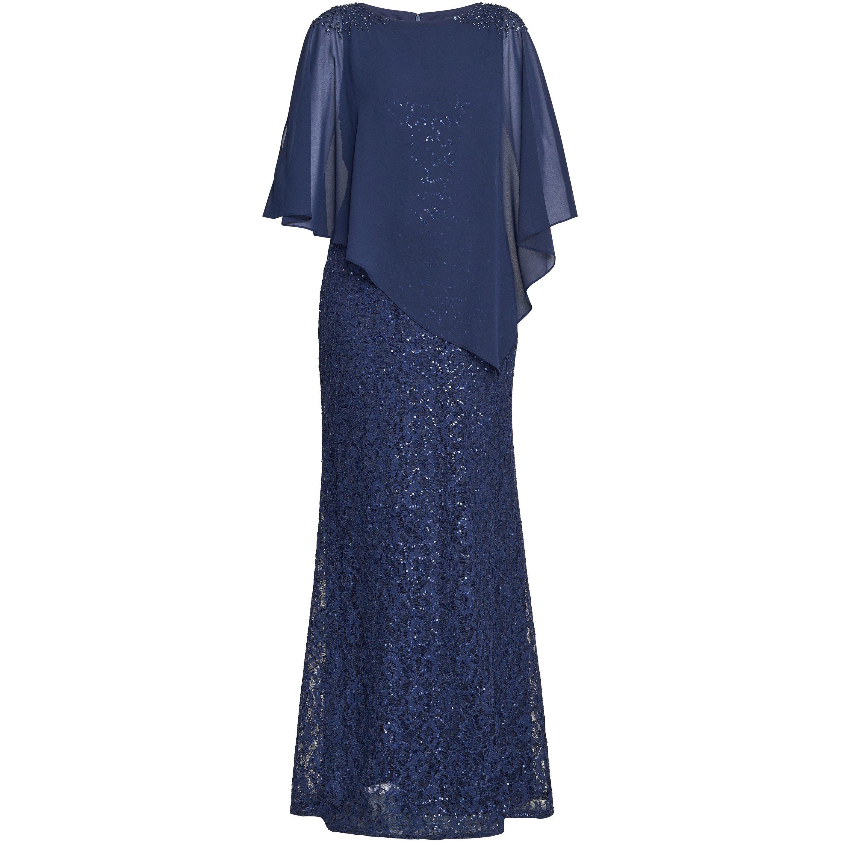 Spring Navy - Gina Bacconi - Ginger Sequin Lace Dress With Chiffon - 4