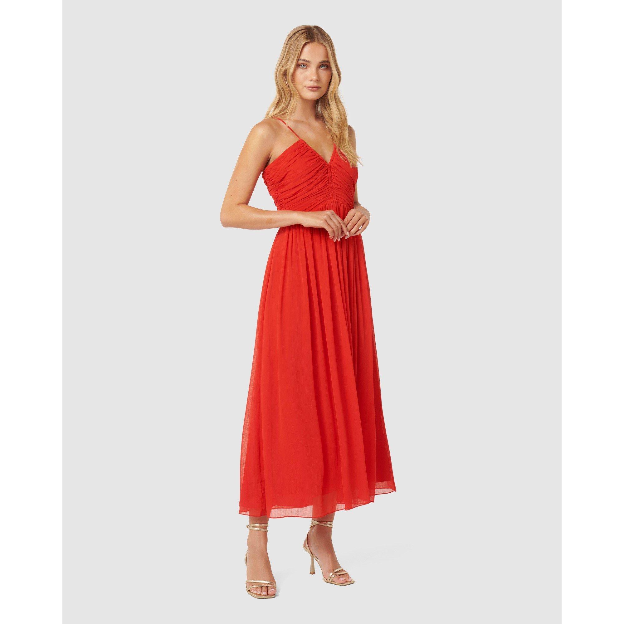 Candy Apple Red - Forever New - Nakita Ruched Bodice Maxi Dress - 4