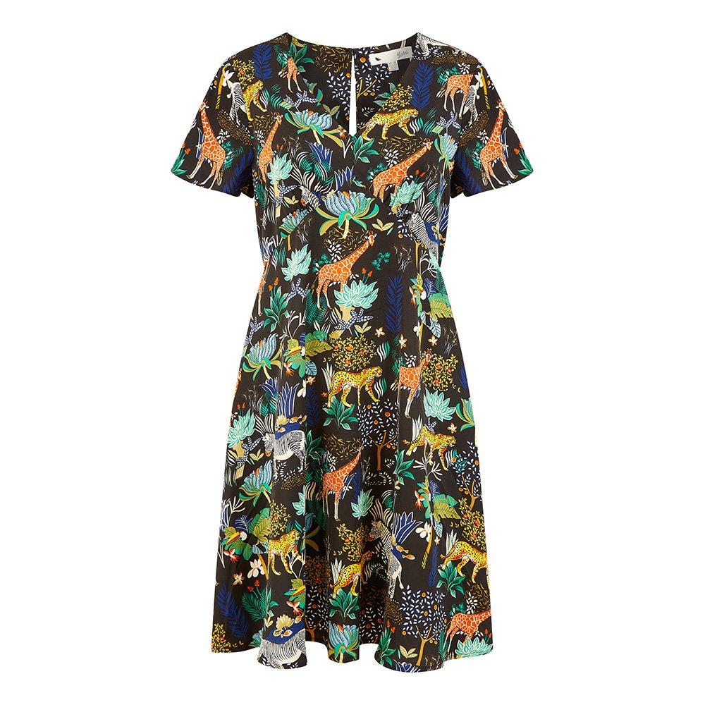 Black - Yumi - Black Jungle Print Skater Dress - 4