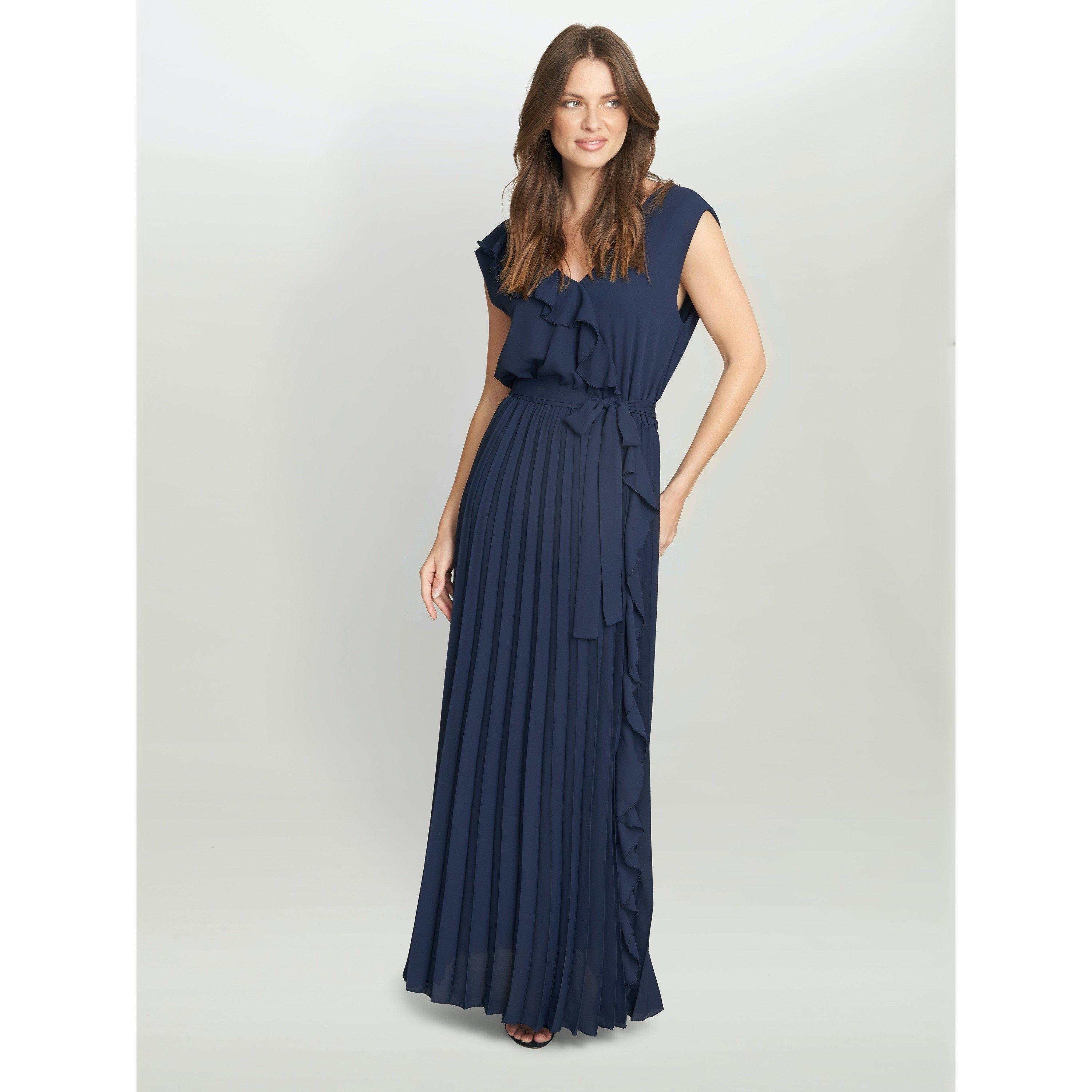 Gina Bacconi Women's Caprice Maxi Dress With Frill Detail - Navy - S