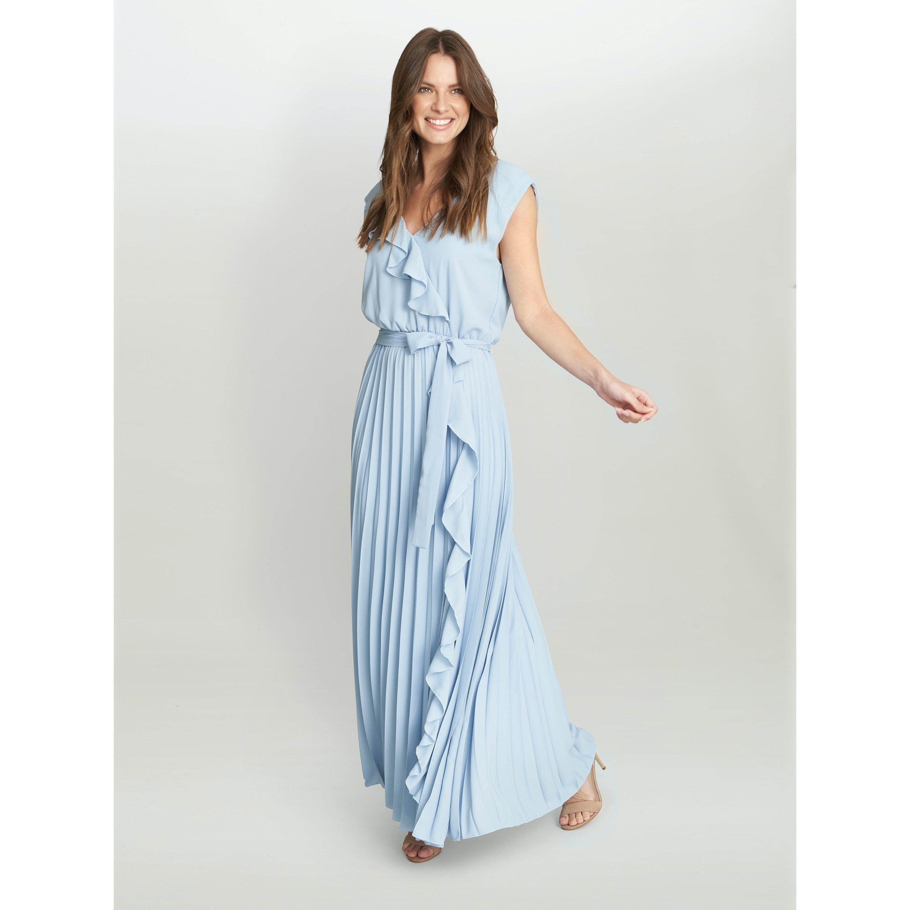 Light Blue - Gina Bacconi - Caprice Maxi Dress With Frill Detail - 3