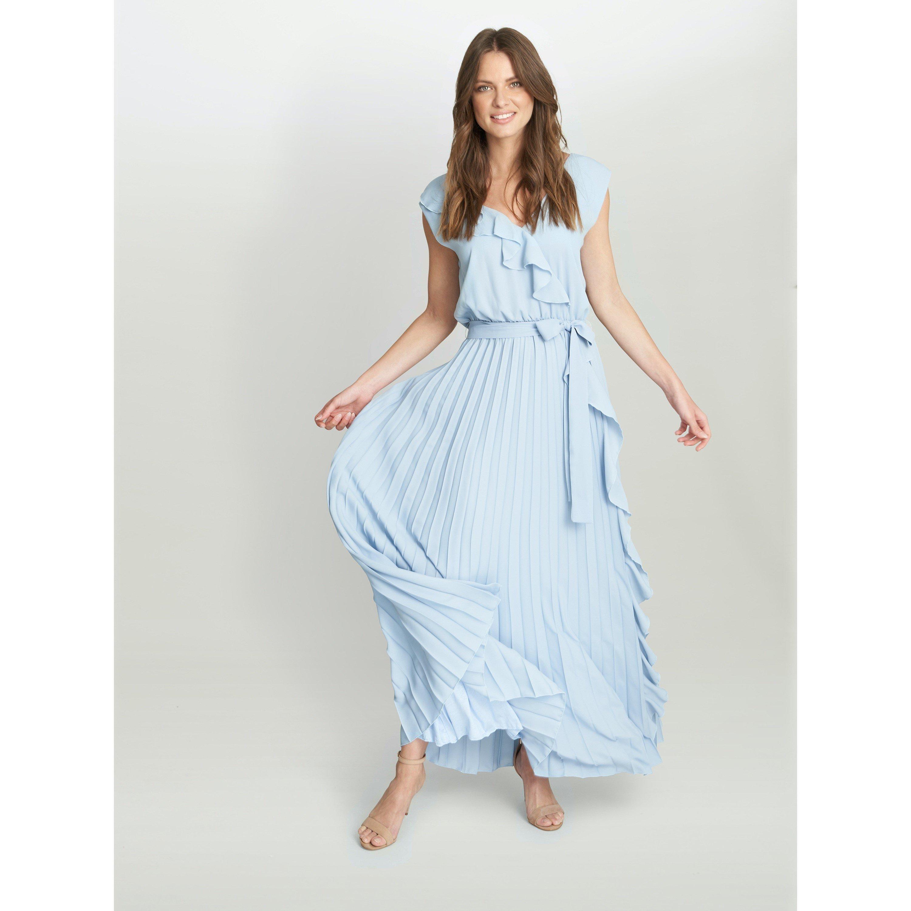 Light Blue - Gina Bacconi - Caprice Maxi Dress With Frill Detail - 6
