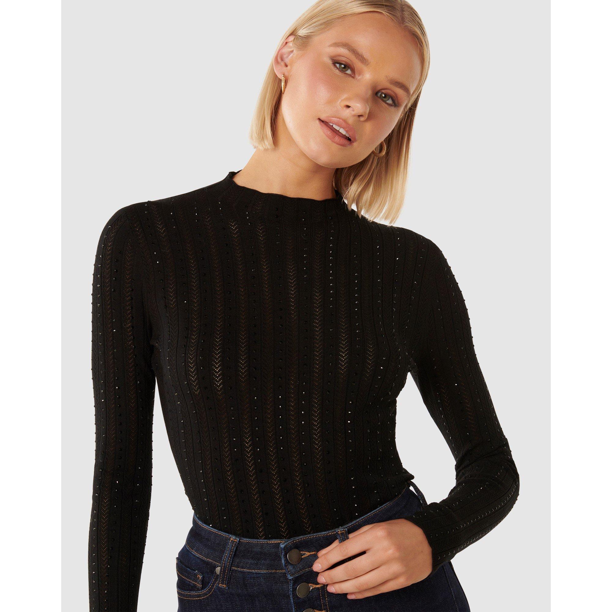 Black - Forever New - Natalie Embellished Knit Top - 3