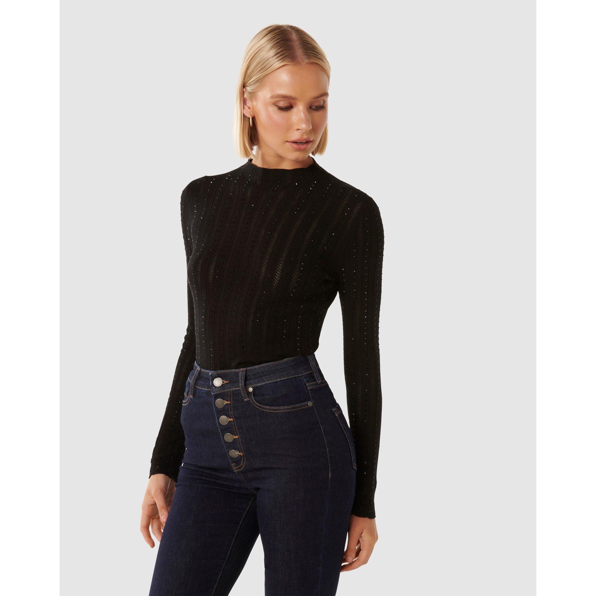 Black - Forever New - Natalie Embellished Knit Top - 4