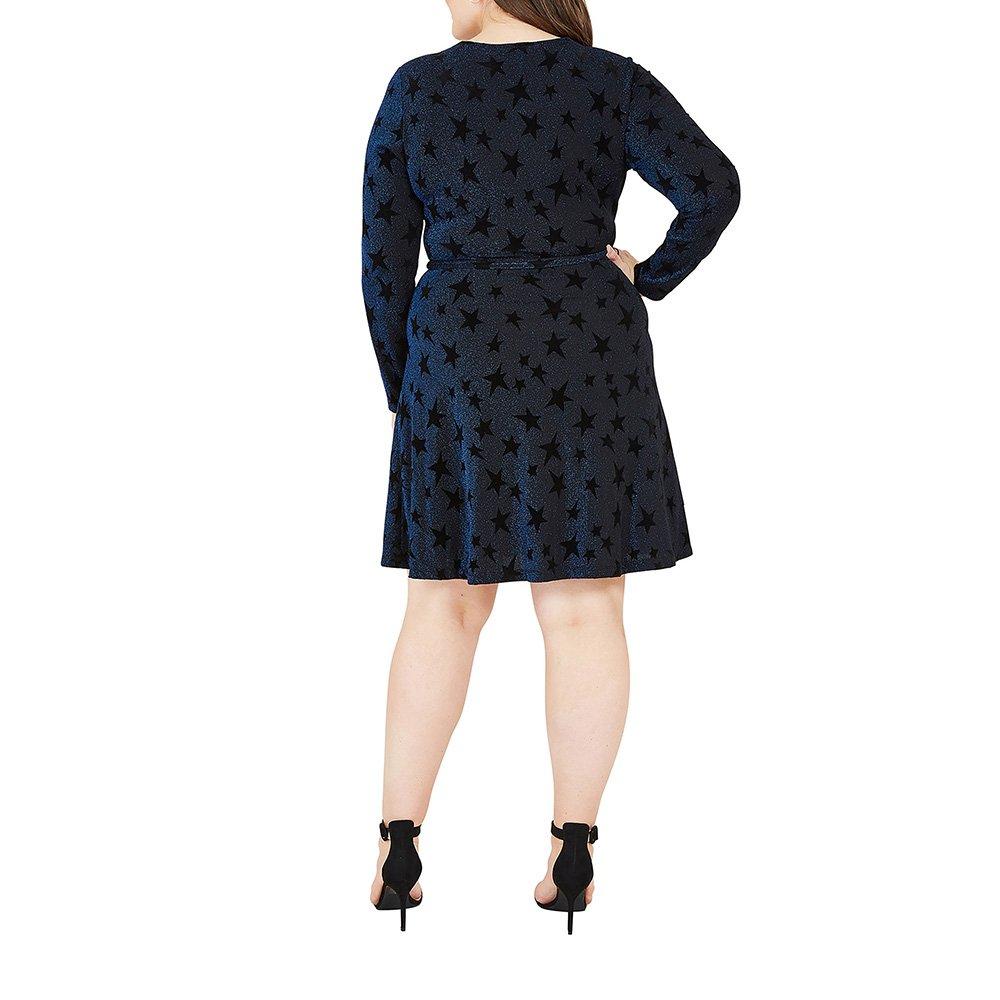 Navy - Yumi - Navy Velour Star Wrap Dress - 3