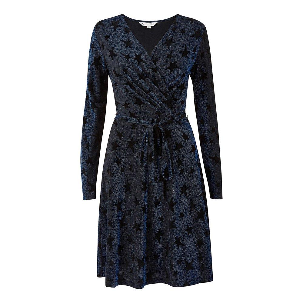Navy - Yumi - Navy Velour Star Wrap Dress - 4