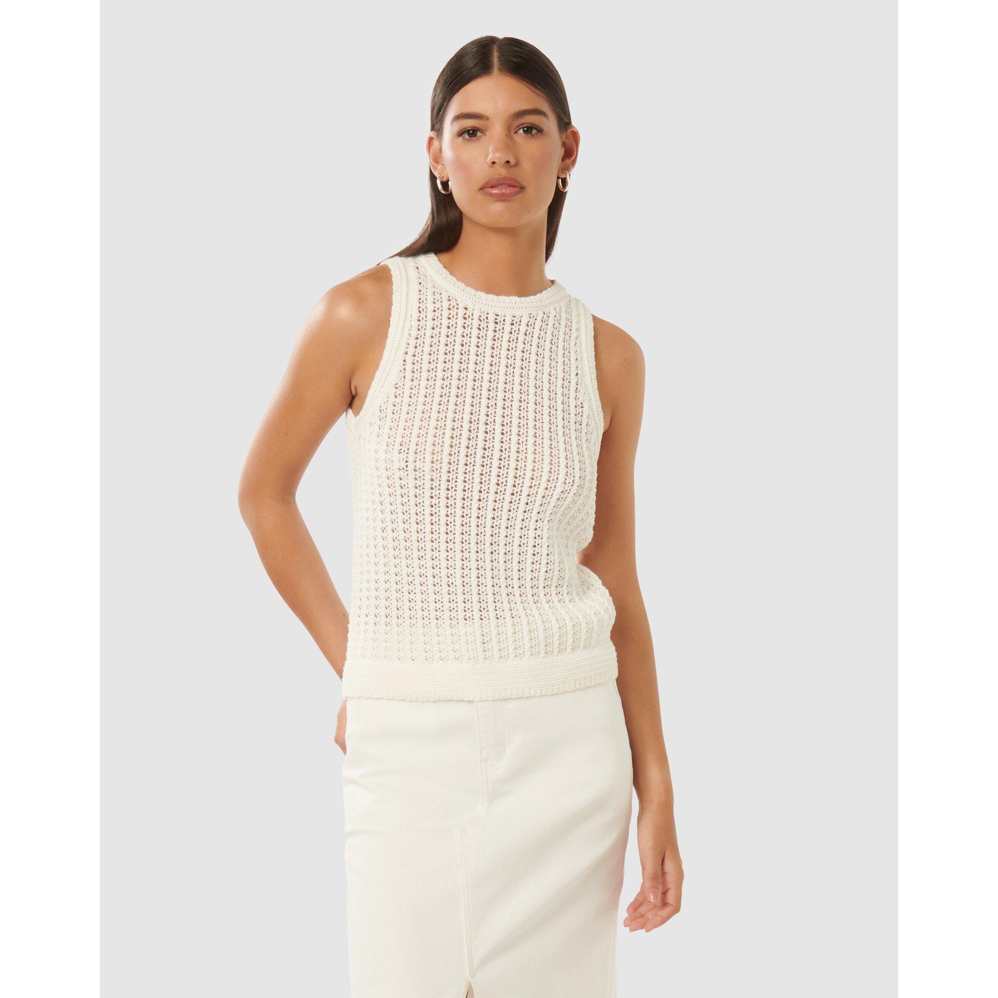 Porcelain - Forever New - Bailee Crochet Look Racer Top - 3