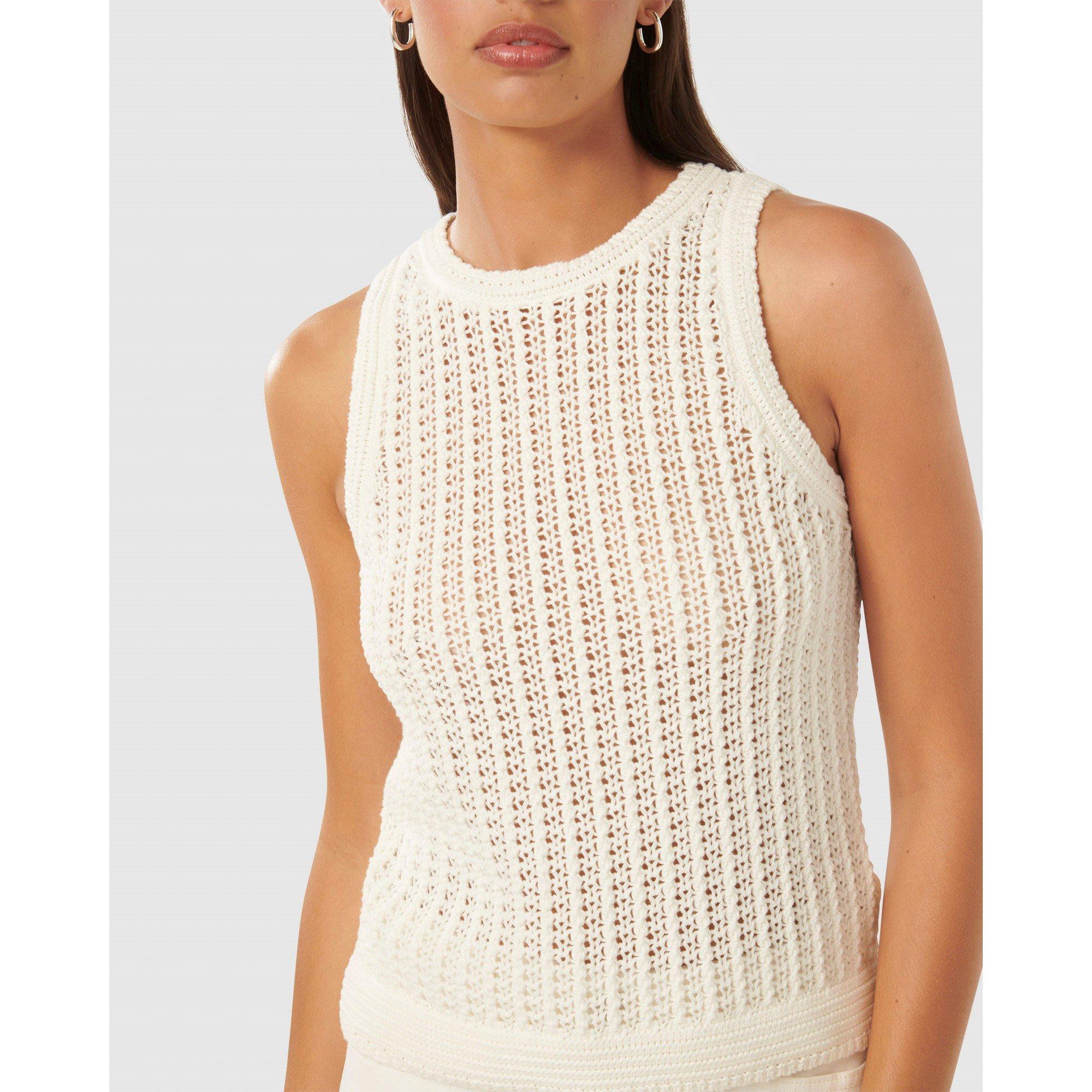 Porcelain - Forever New - Bailee Crochet Look Racer Top - 4